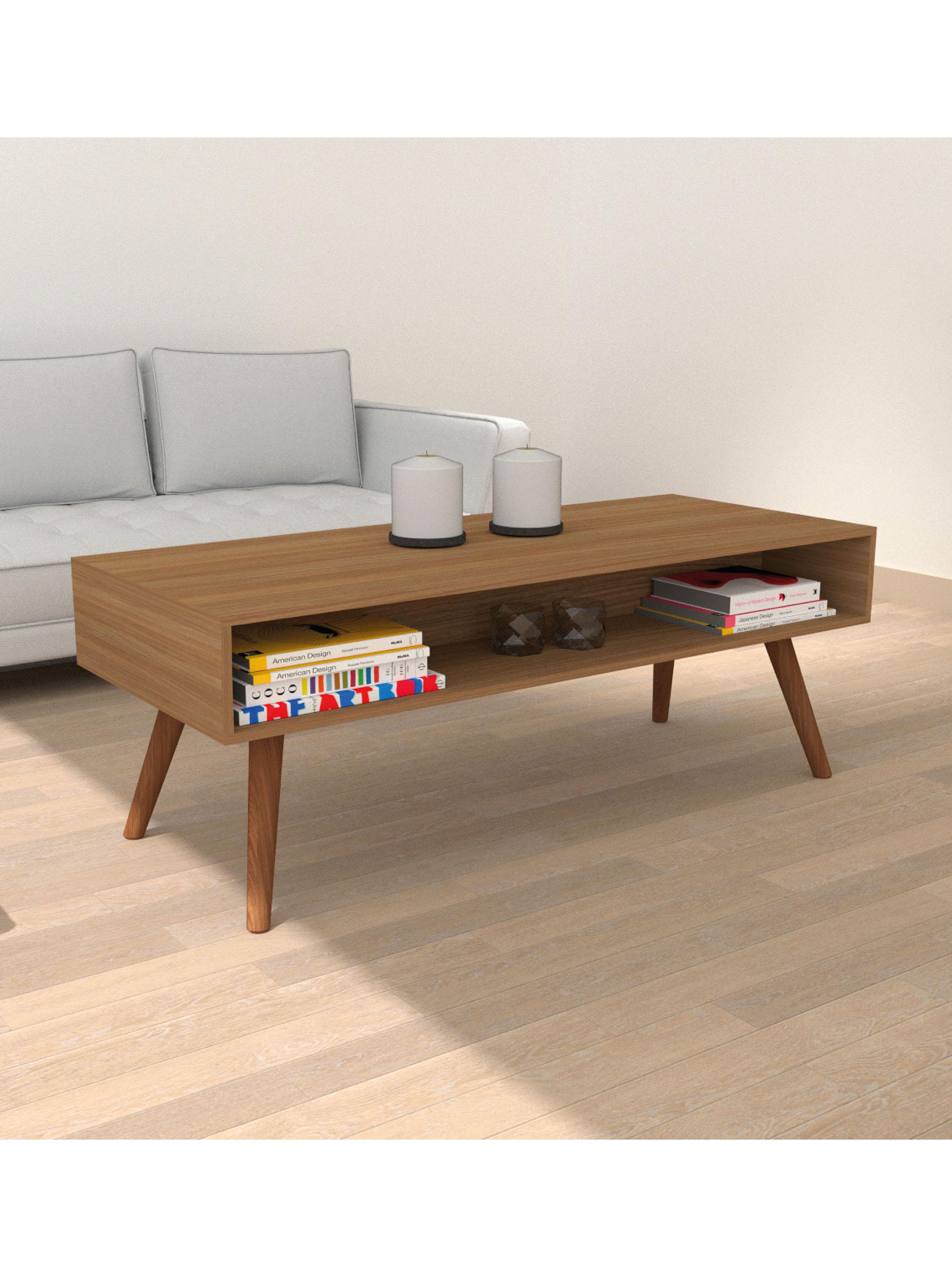 Mesa De Centro Clasica 100x40x45 cm Nogal-3