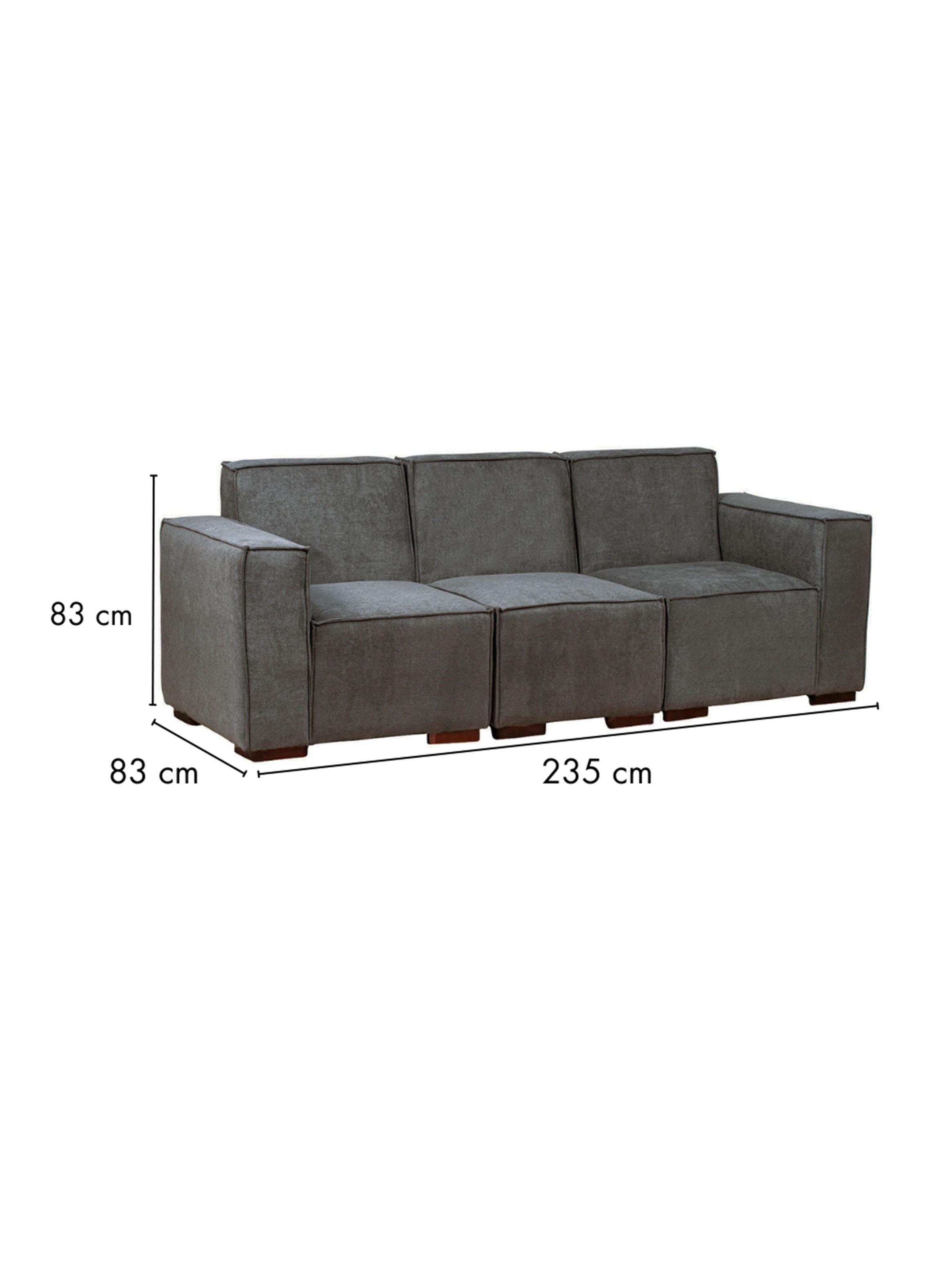 Sofá Modular 3 cuerpos y 2 Poufs - Tela Lino Finesse-1