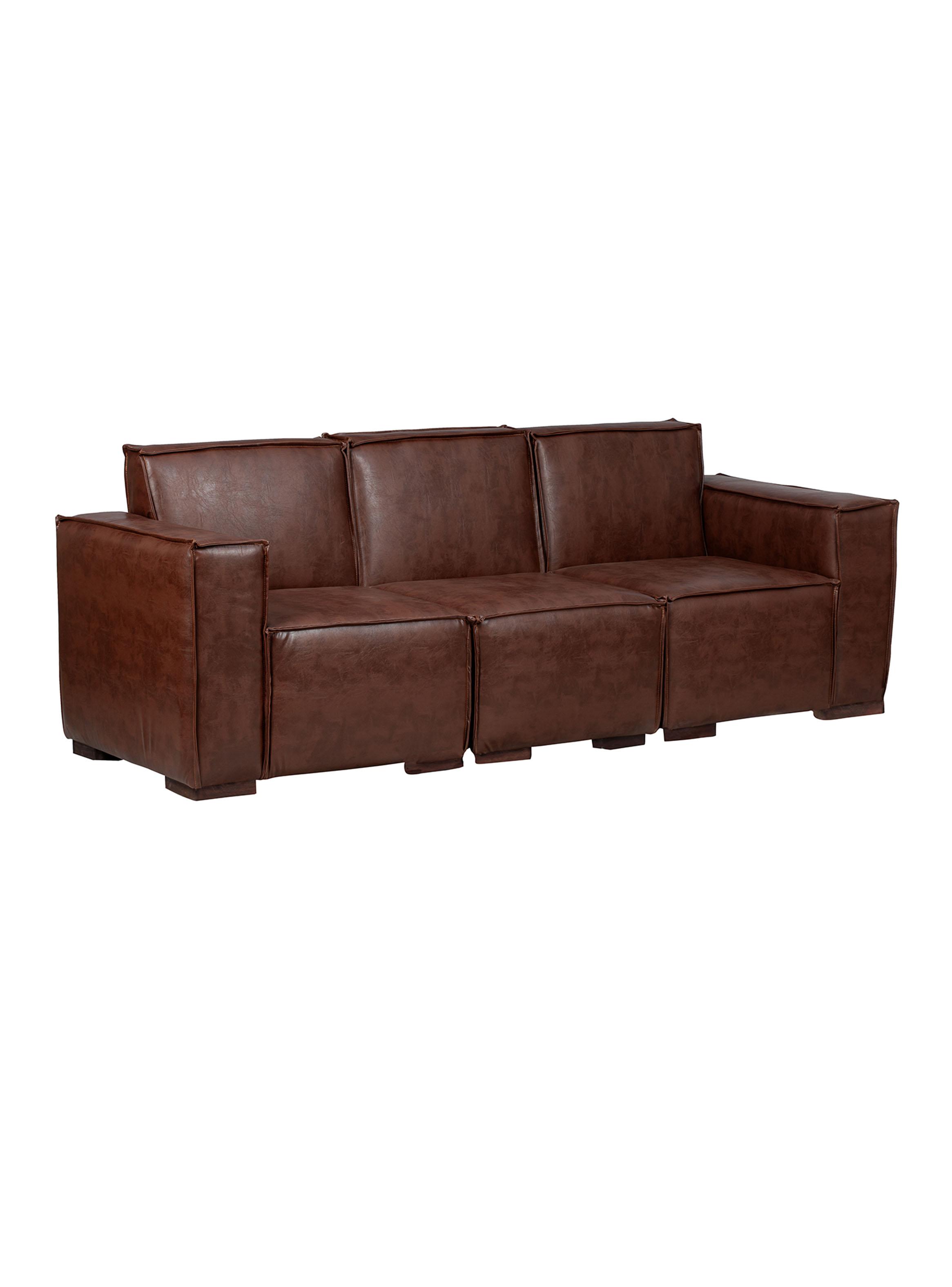 Sofá Modular 3 Cuerpos y 2 Poufs - Cuero Reconstituido-2