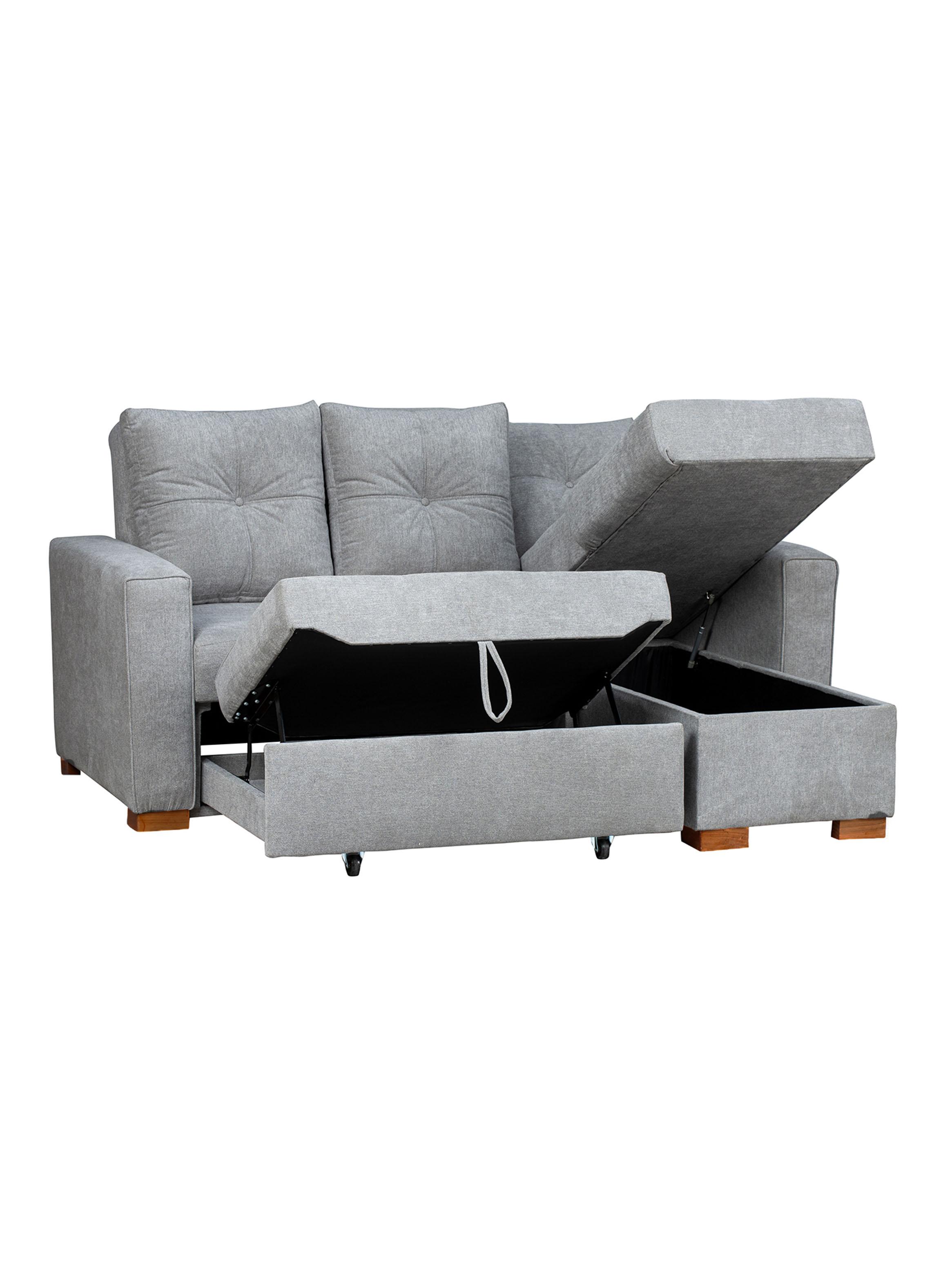 Sofá Cama Amelia Baúl Derecho - Tela Lino Finesse Gris Piedra-2