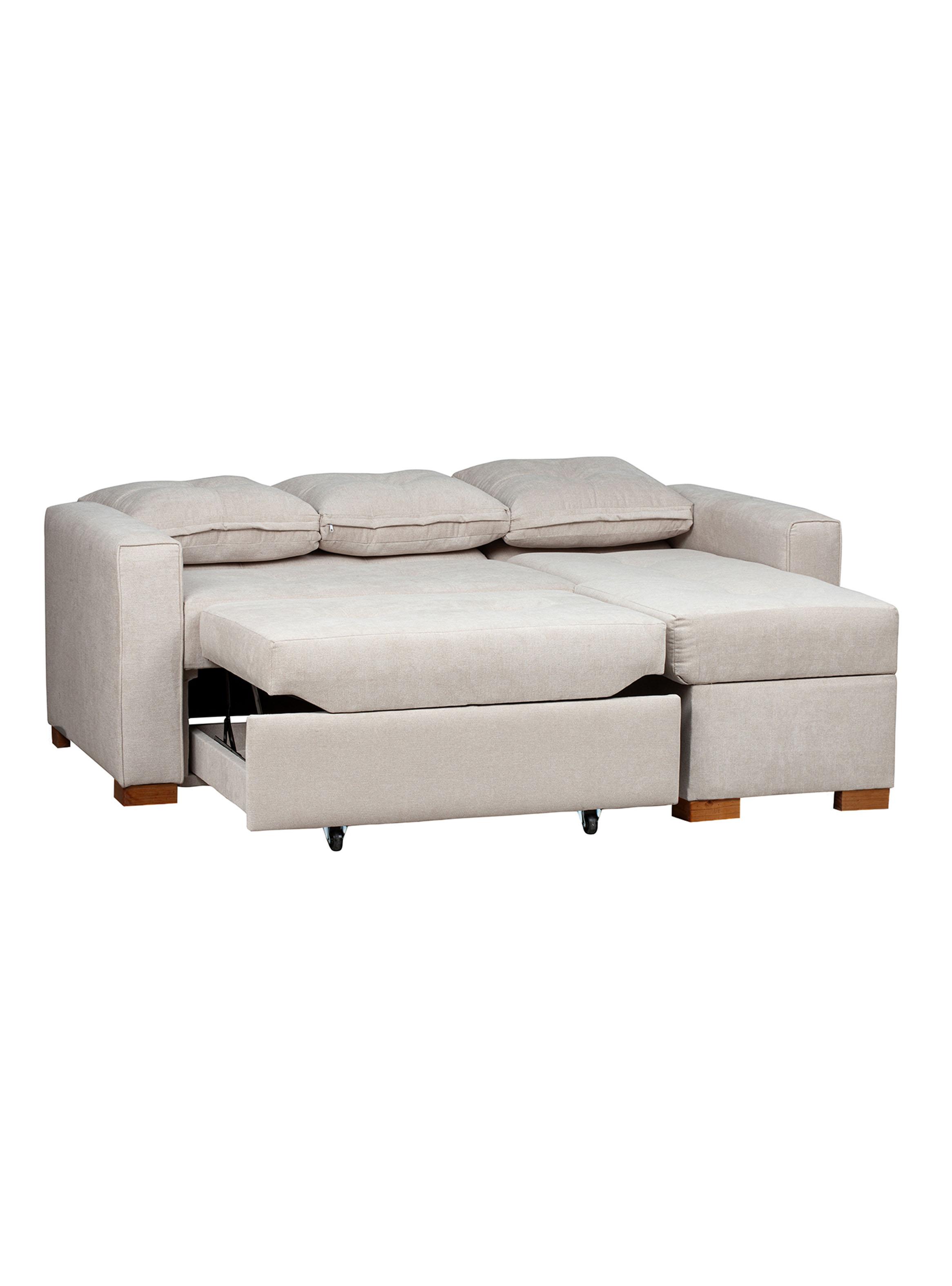 Sofá Cama Amelia Baúl Derecho - Tela Lino Finesse Gris Piedra-0