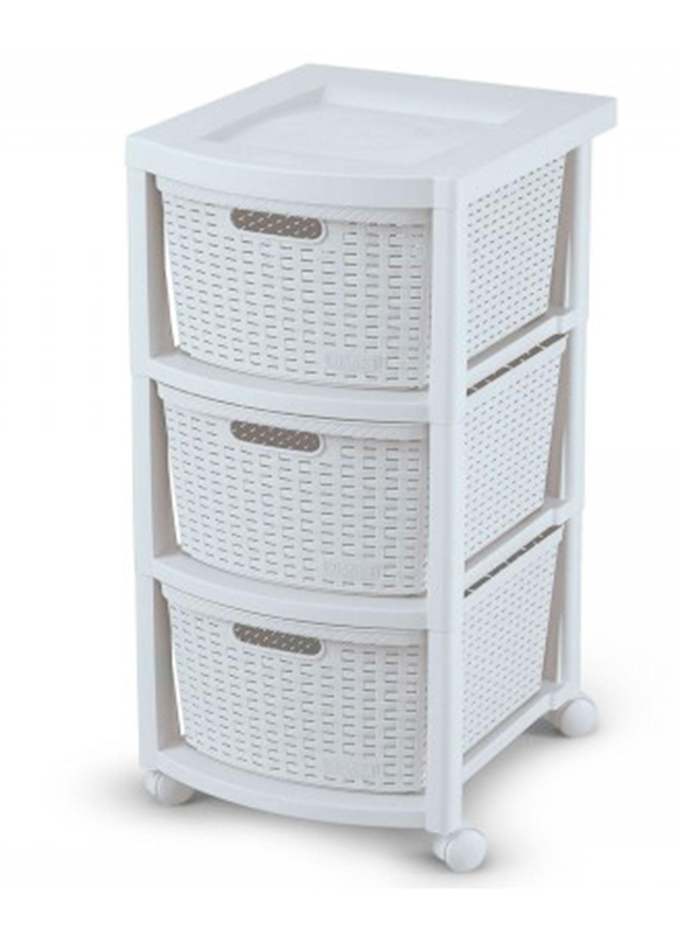 Cajonera Rattan Blanco 39 x 33 x 66 cm Rimax-1