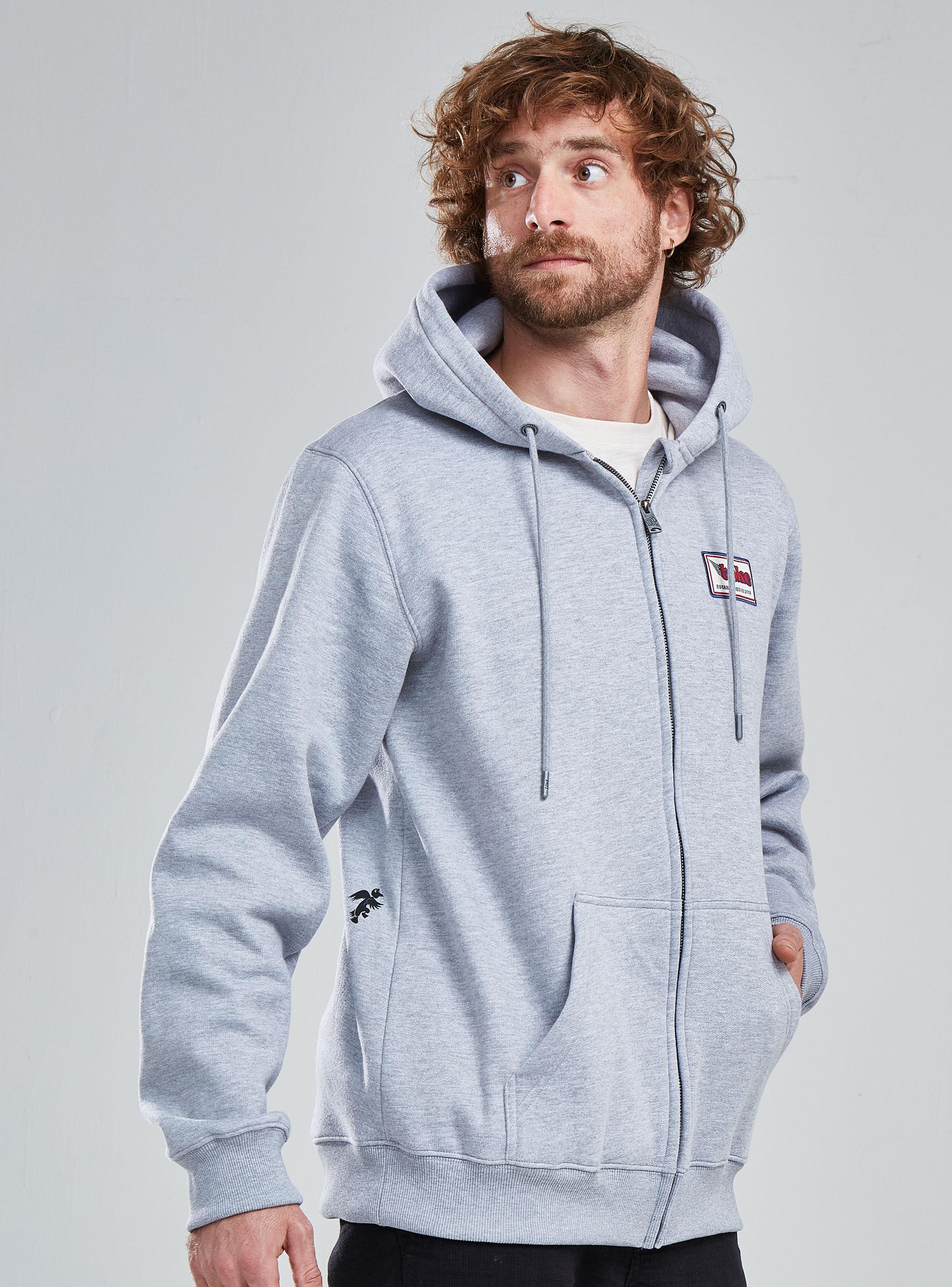 Polerón Full Zipper con Capucha Logo Parche-4