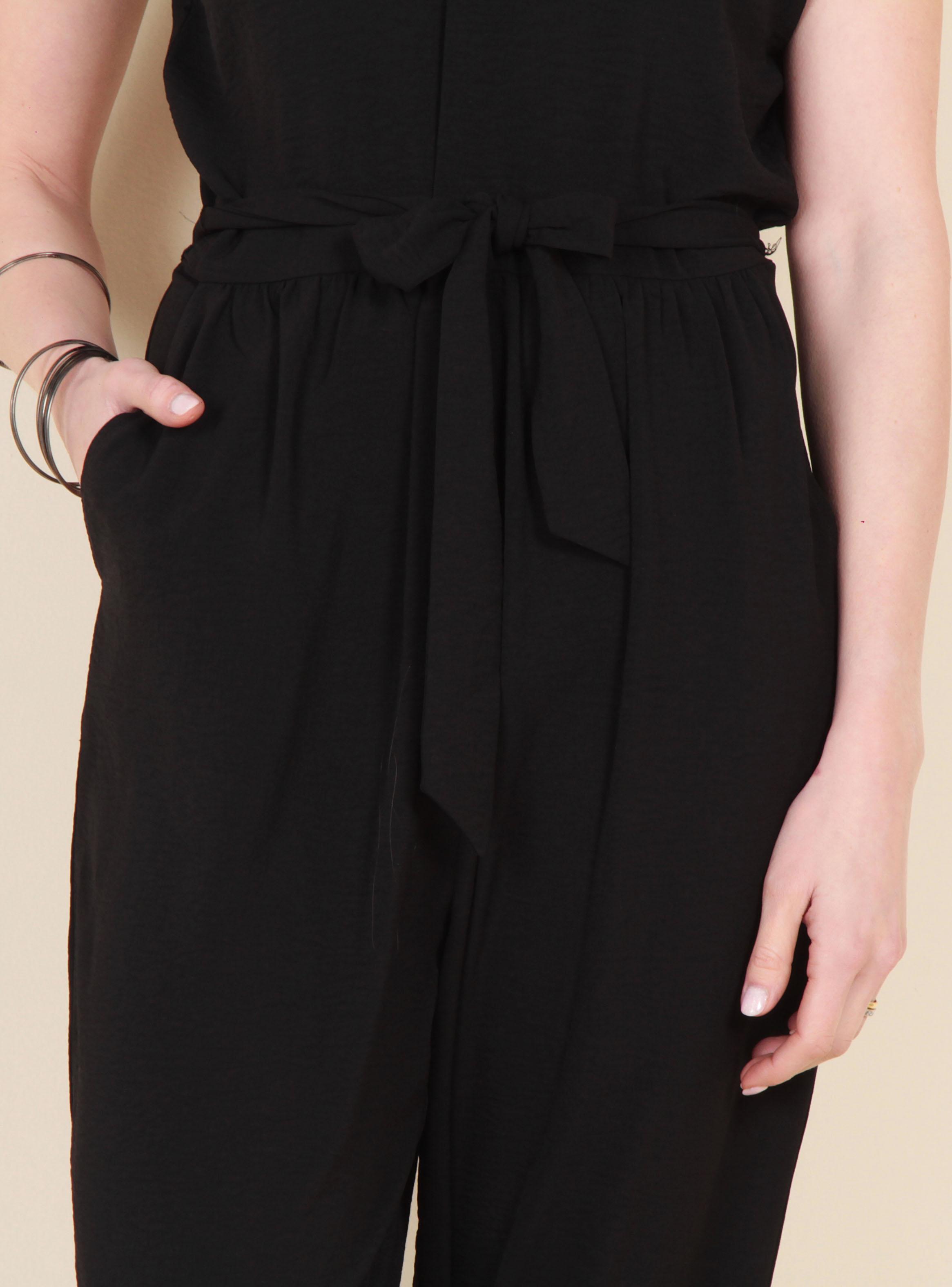 Enterito Manga Corta Escote V con Lazo en Cintura-4