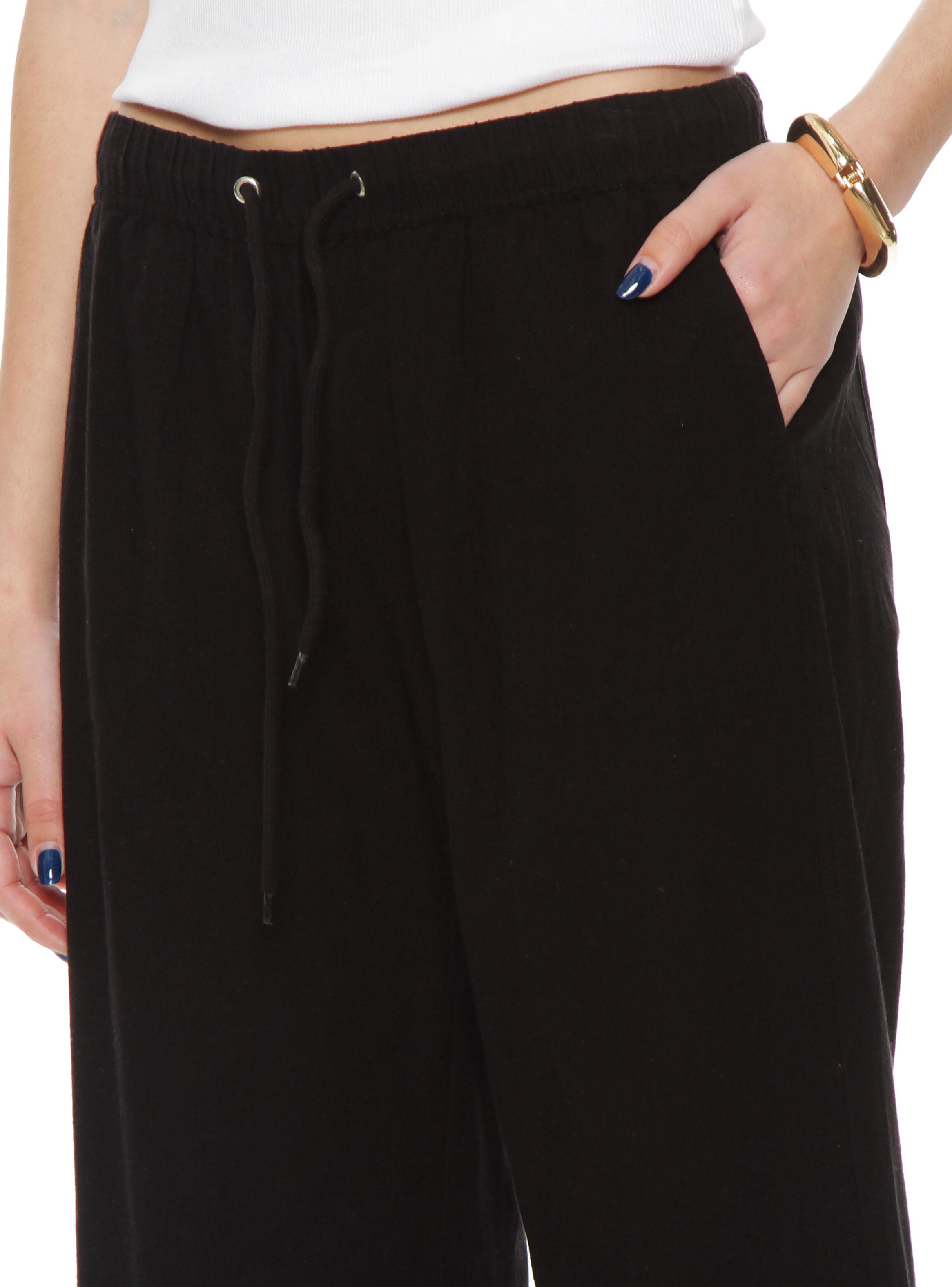 Pantalón Crop Lino Tiro Alto Pretina Elasticada-2