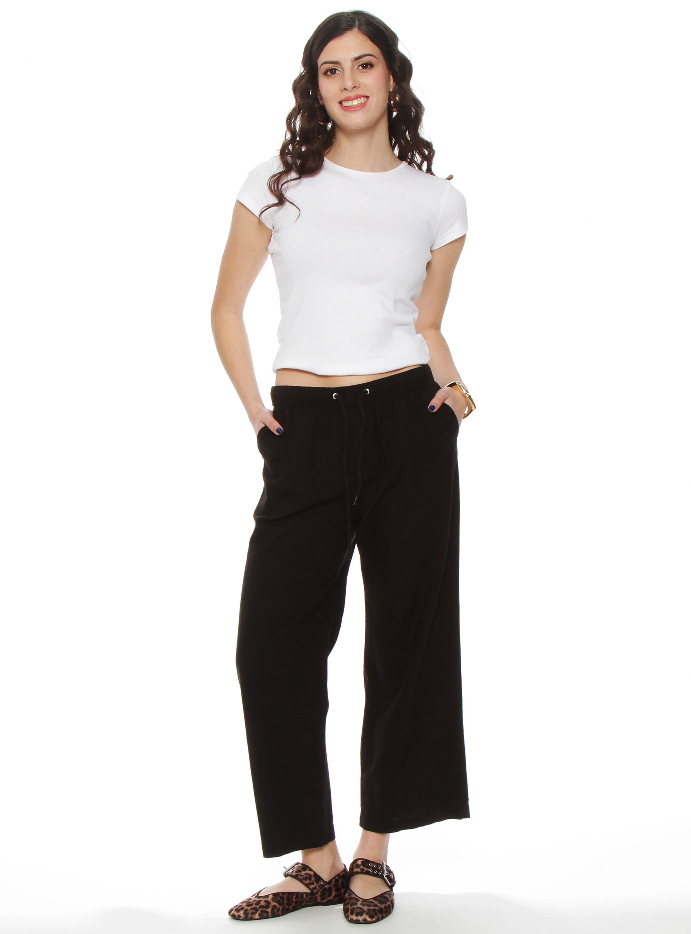 Pantalón Crop Lino Tiro Alto Pretina Elasticada-3