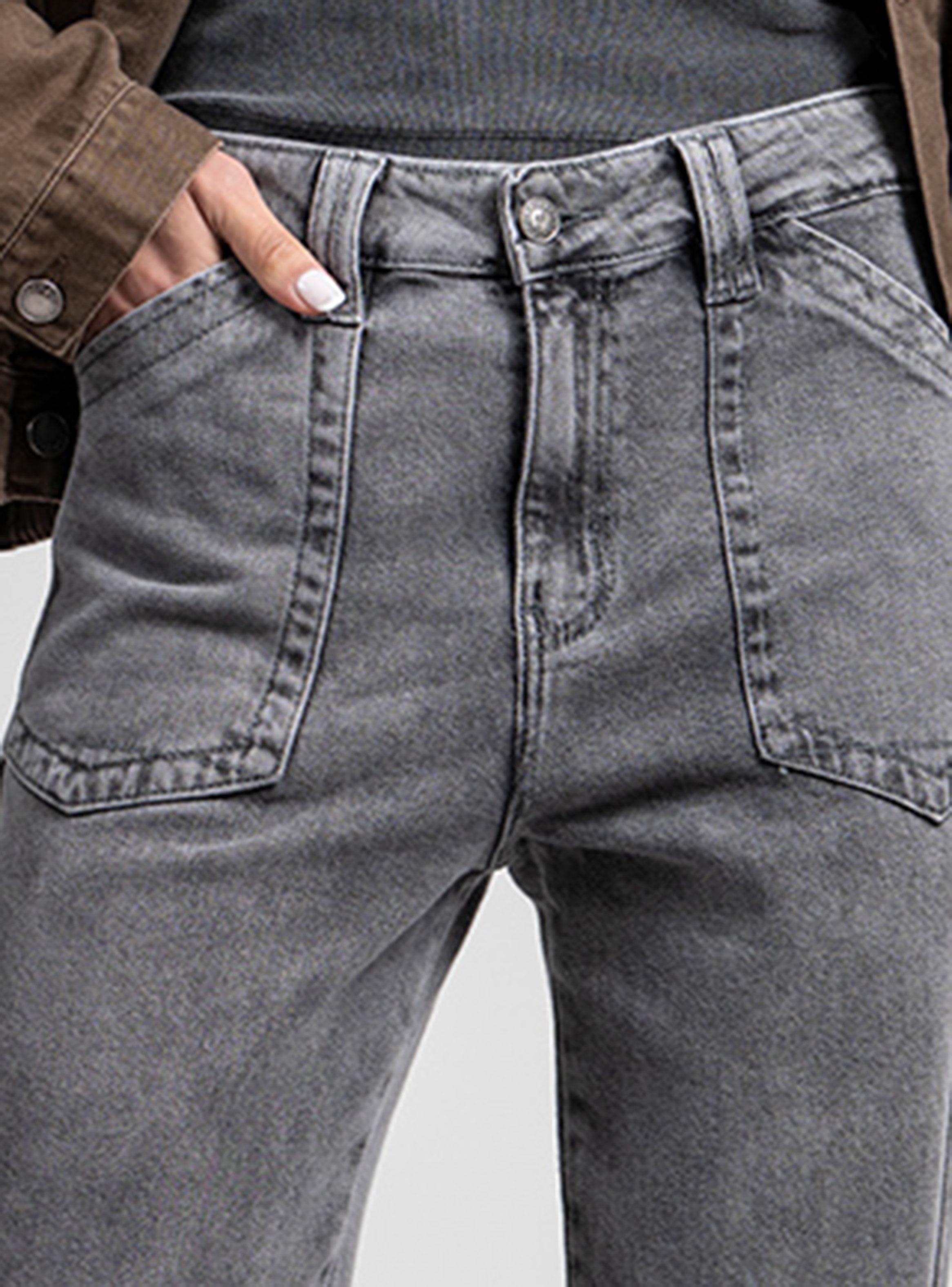 Jeans Recto Tiro Alto Ame Gris-2