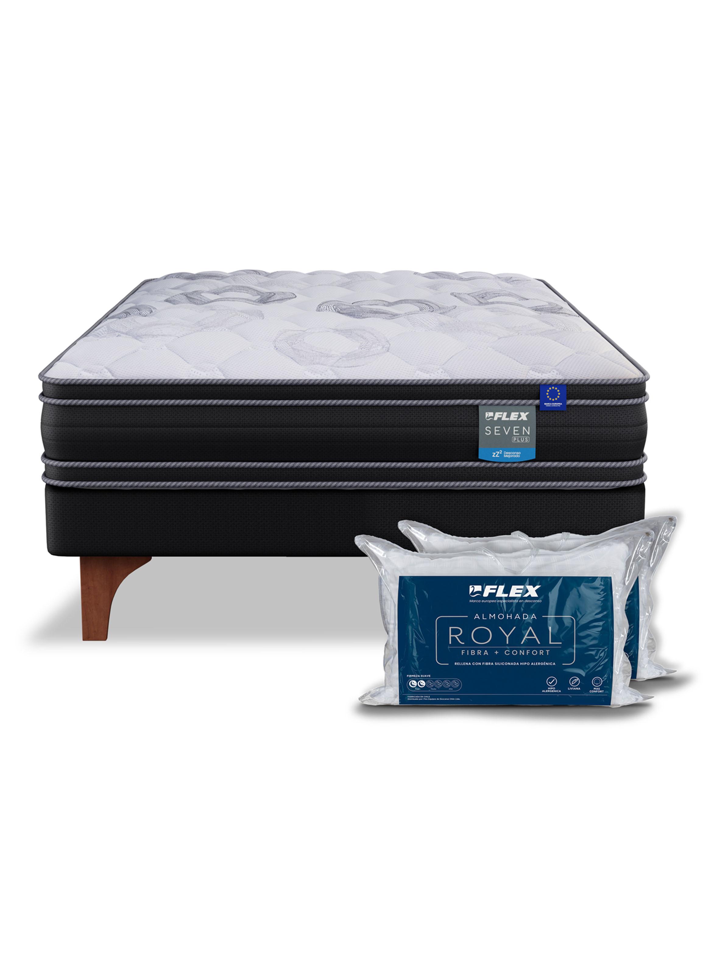 Cama Europea Seven Plus 1.5 Plazas Box + Almohada Royal-2