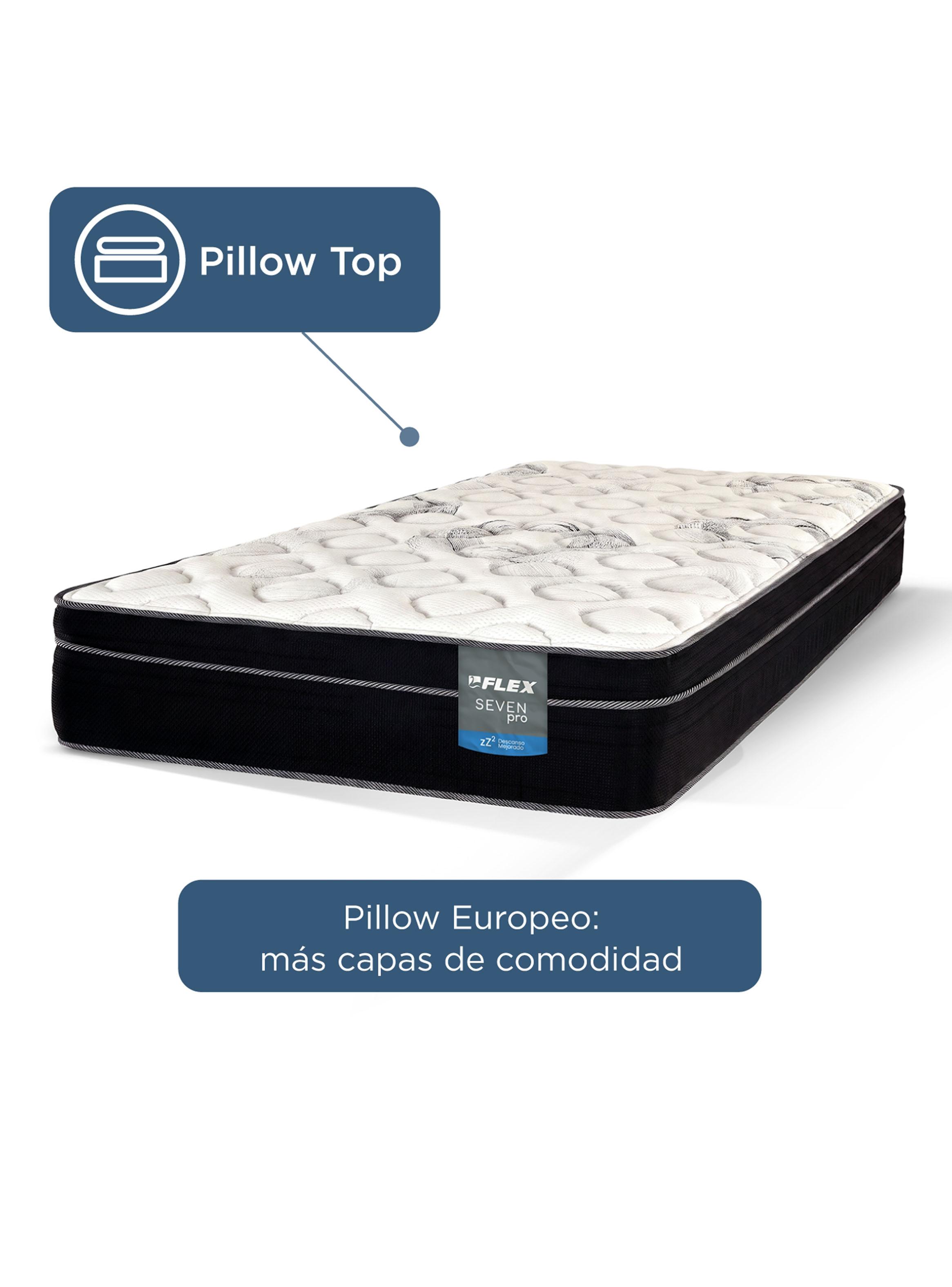 Cama Europea Seven Pro 1.5 Plazas Box + Almohada Royal-3