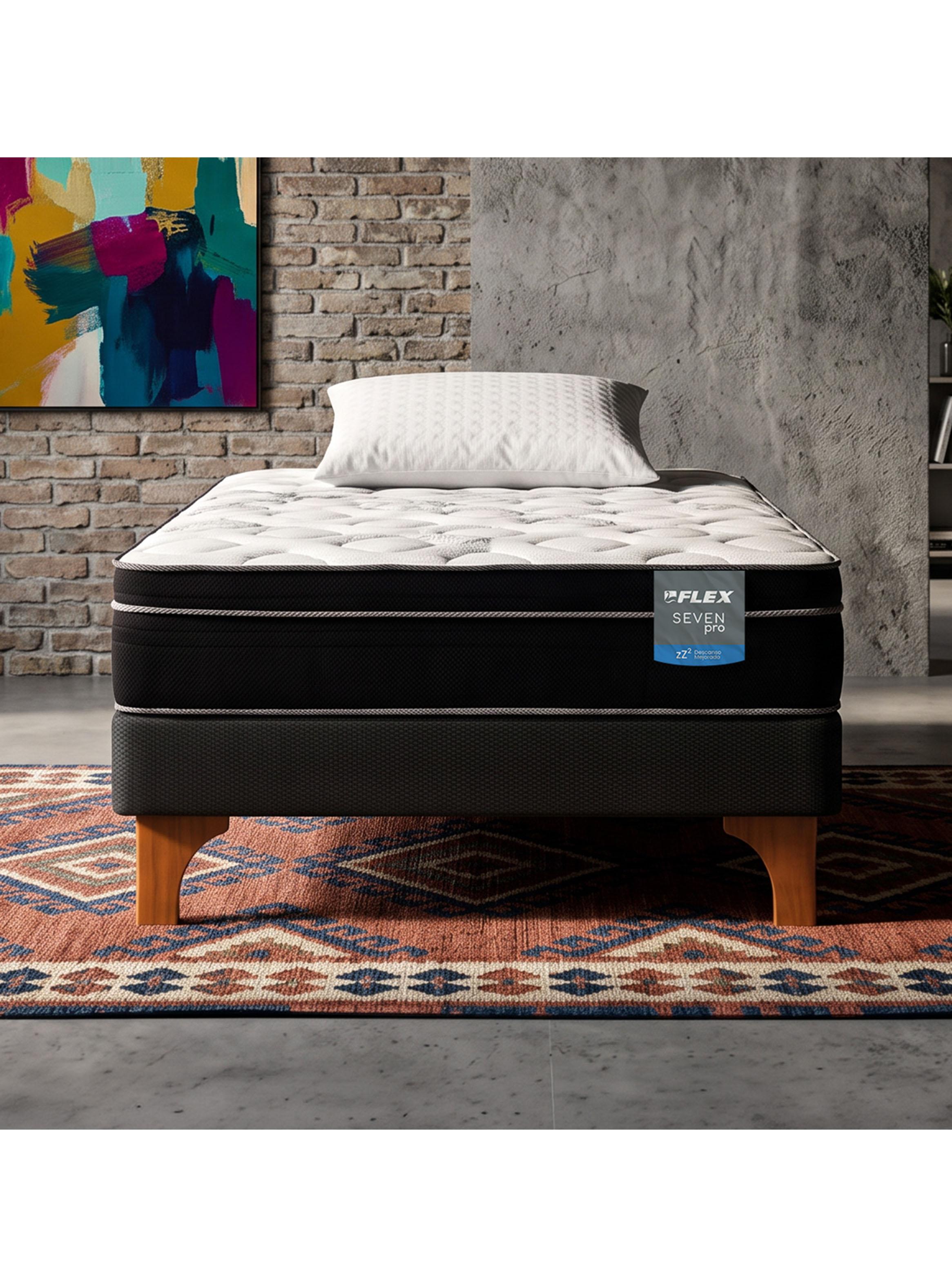 Cama Europea Seven Pro 1.5 Plazas Box + Almohada Royal-5