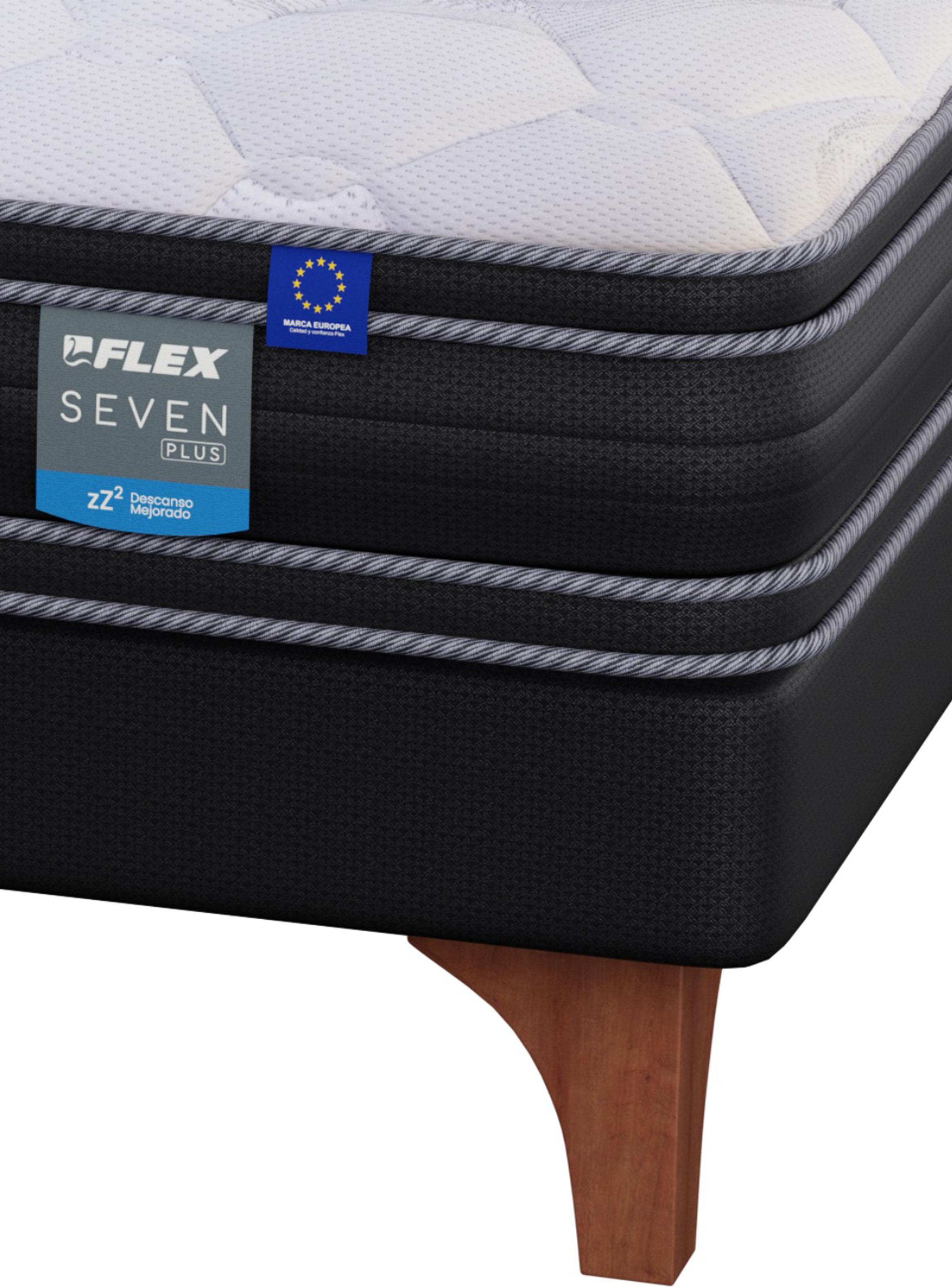 Cama Europea Seven Plus 2 Plazas Box Base Dividida + Almohadas Royal-4