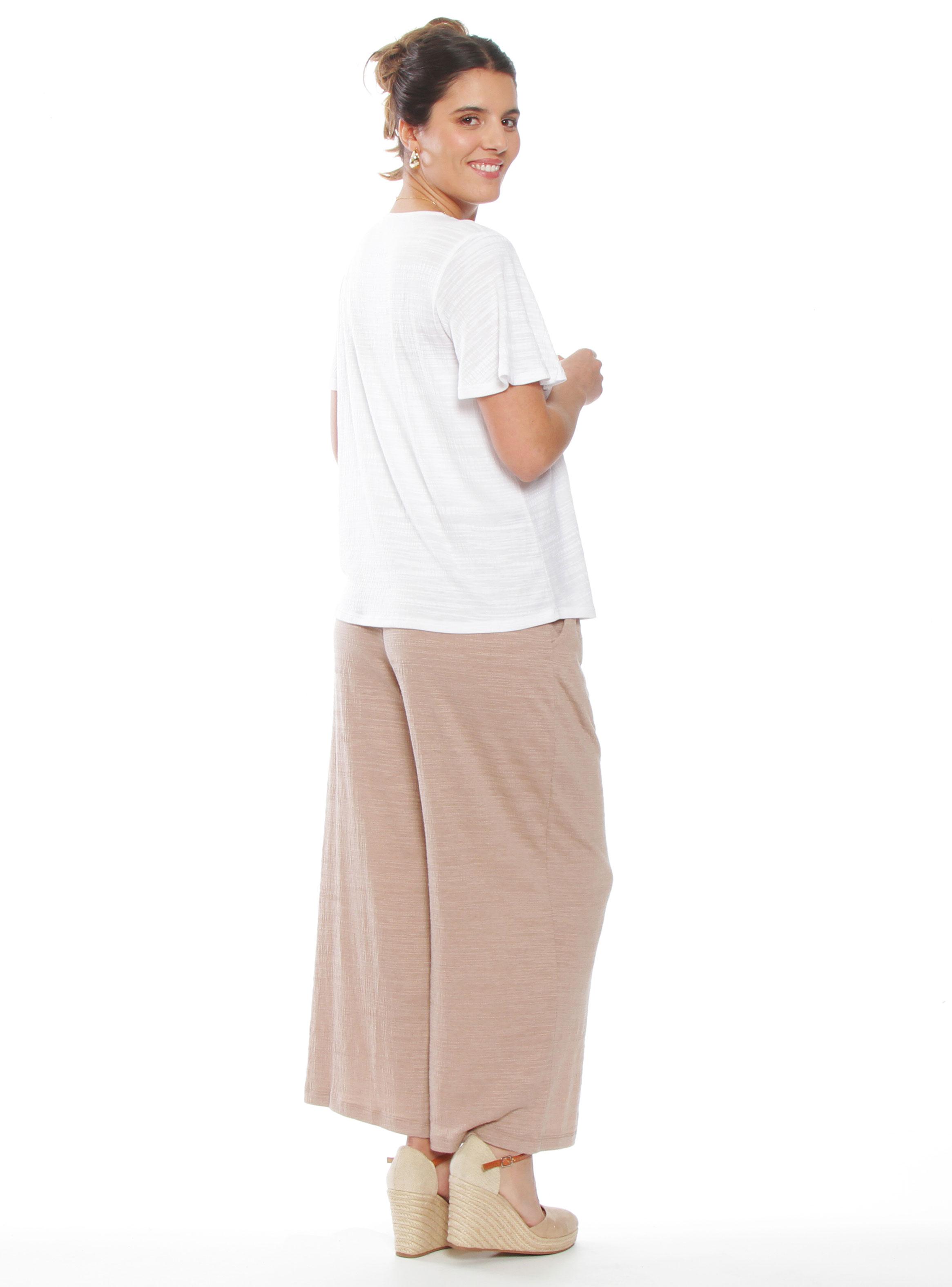 Polera Manga Corta Sólida Escote V con Aplicación-4