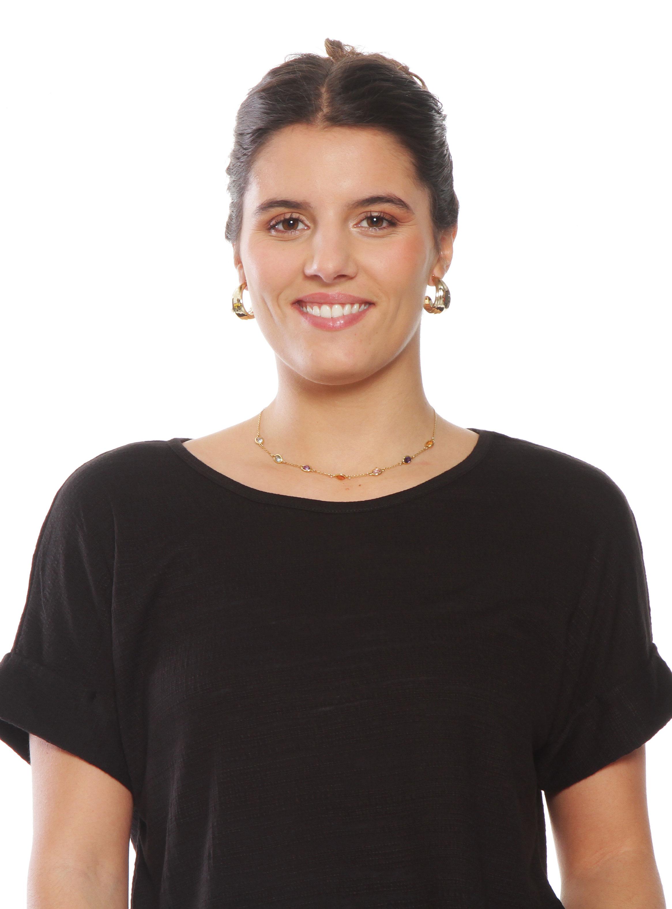 Polera Sólida Escote Redondo con Botones en Espalda-2