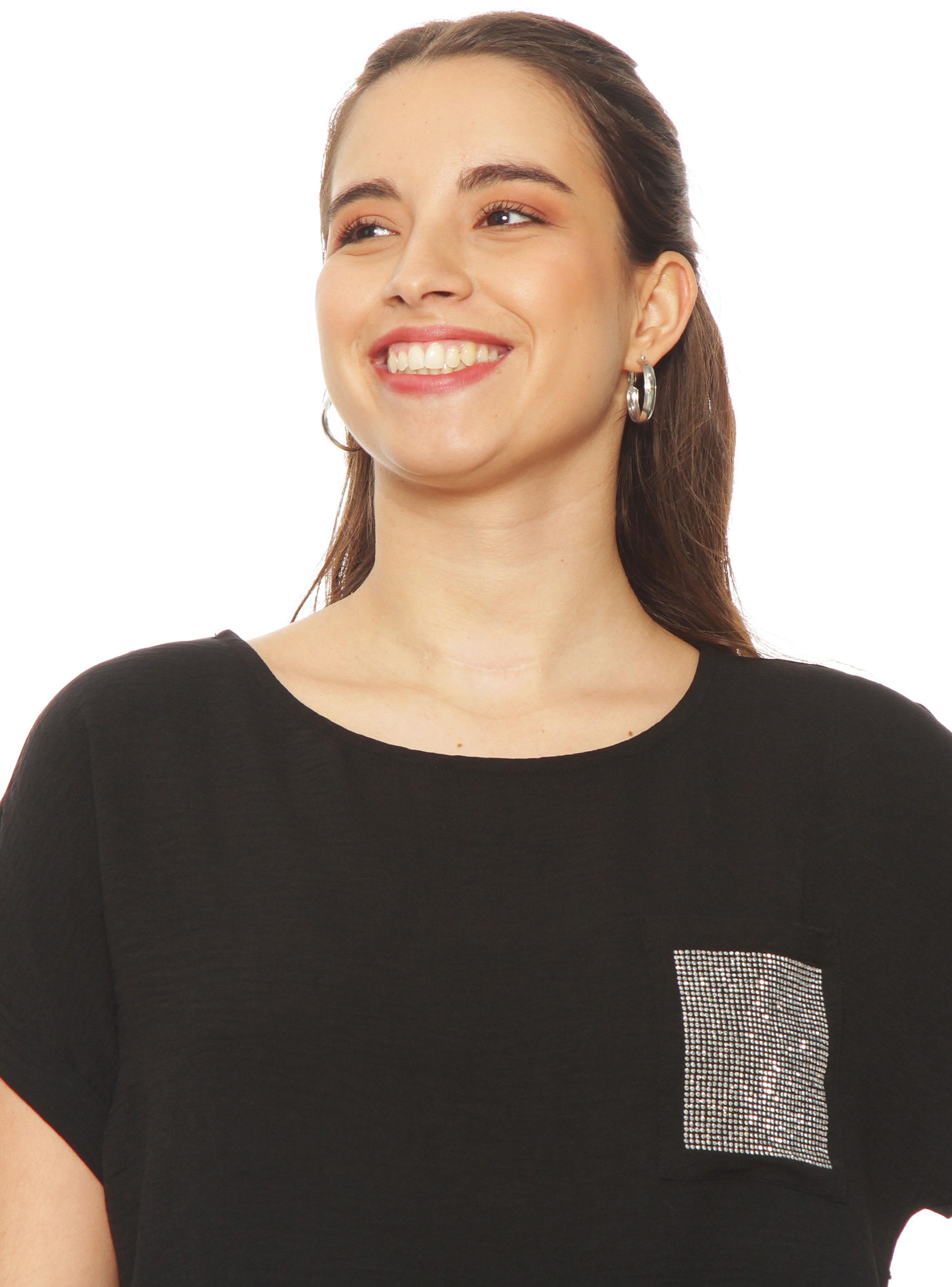 Blusa Sólido Escote Redondo-2