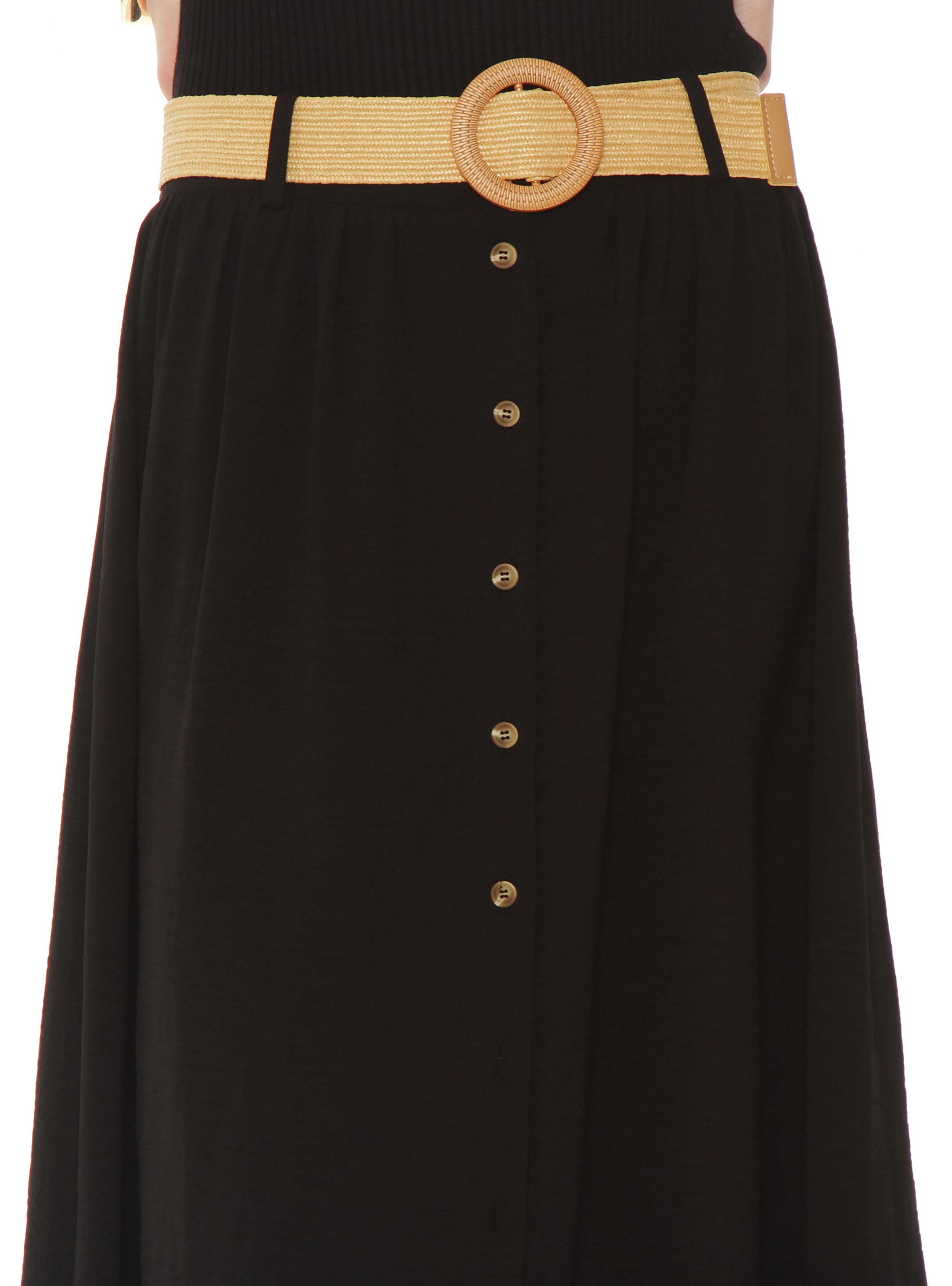 Falta Abotonada Pretina Básica con Cinturón-3