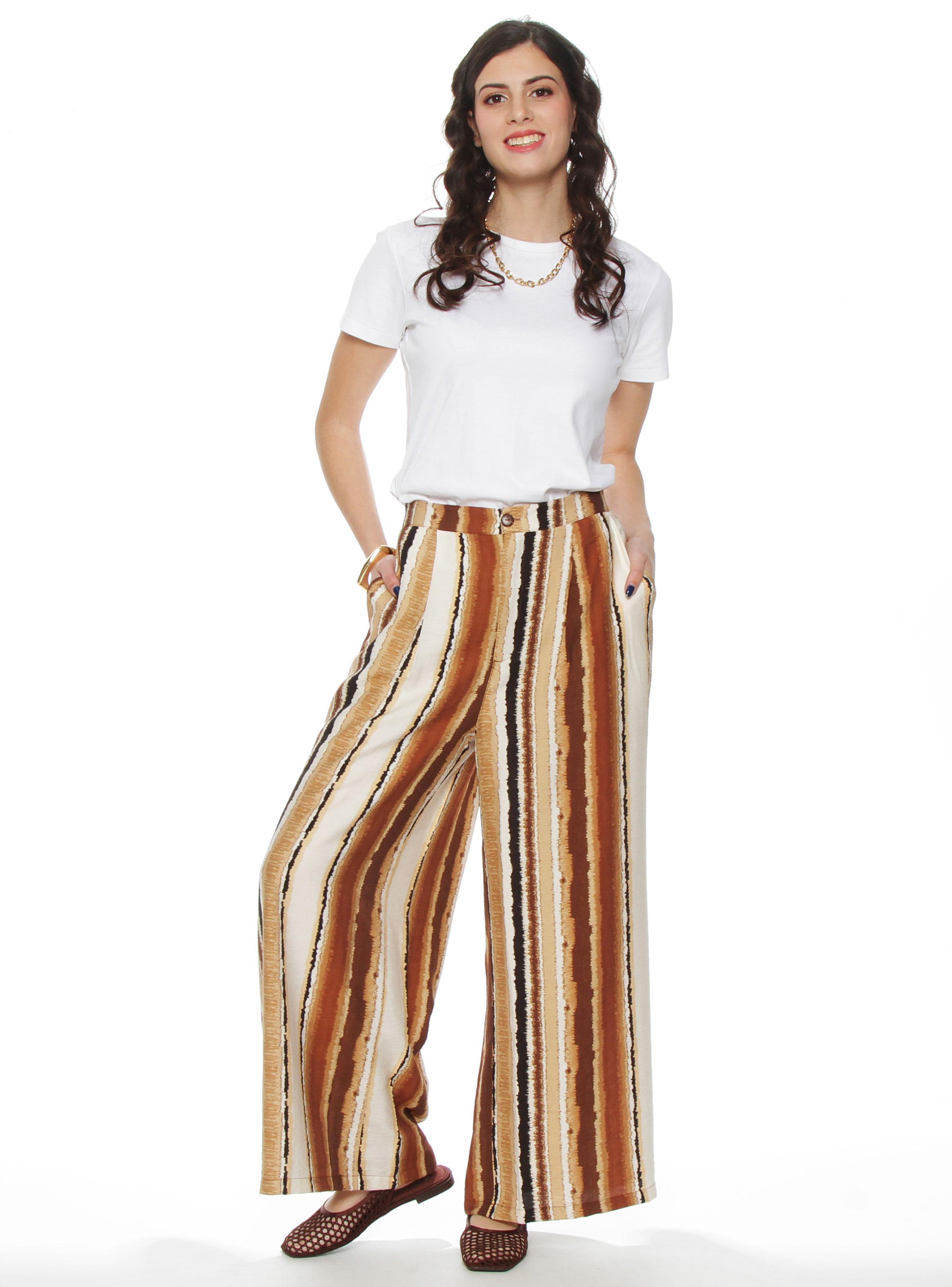 Pantalón Wide Leg Estampado Tiro Alto Pretina 53P-3