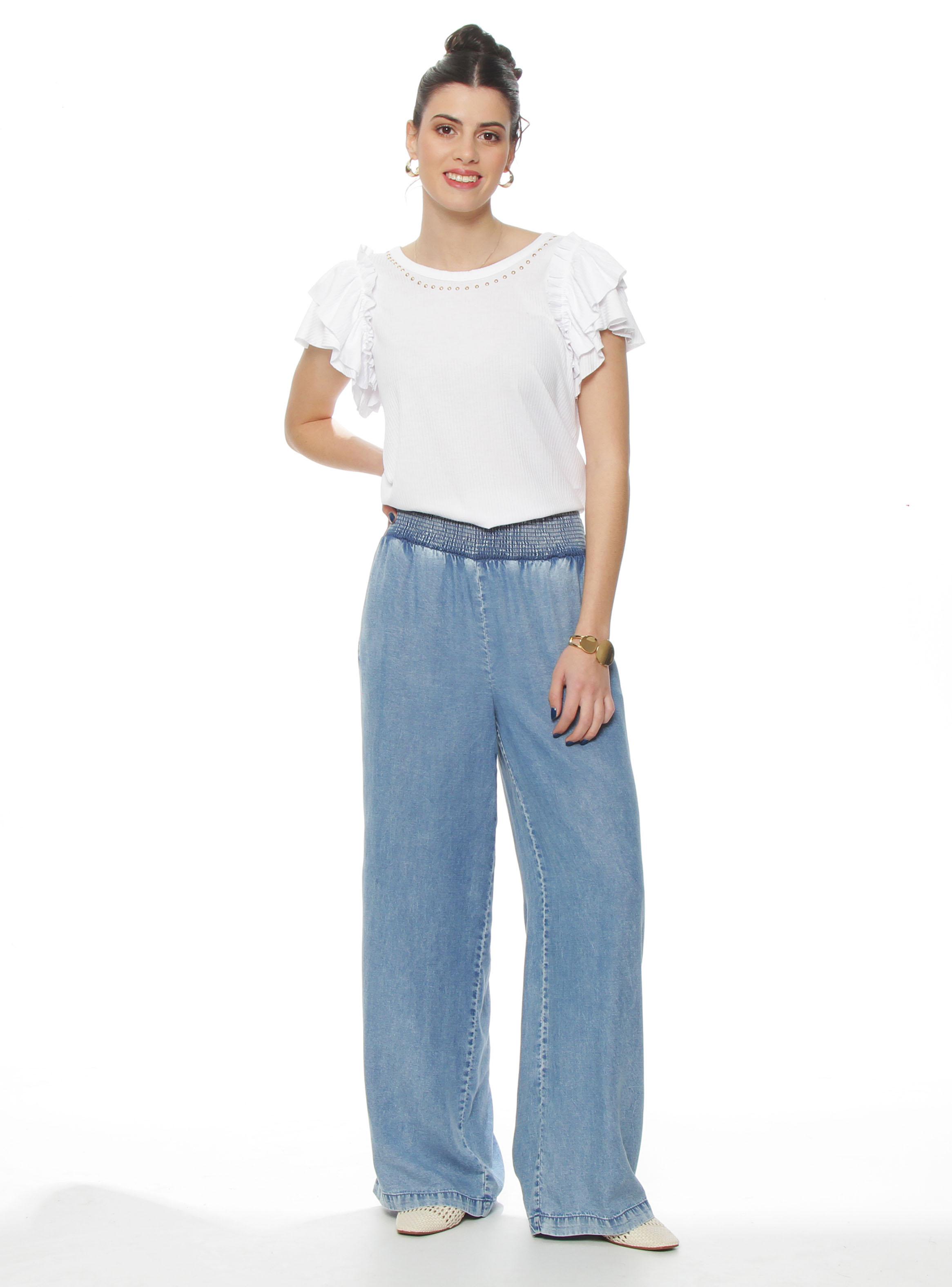 Pantalón Lyocell Wide Leg Tiro Alto Pretina Elasticada-3