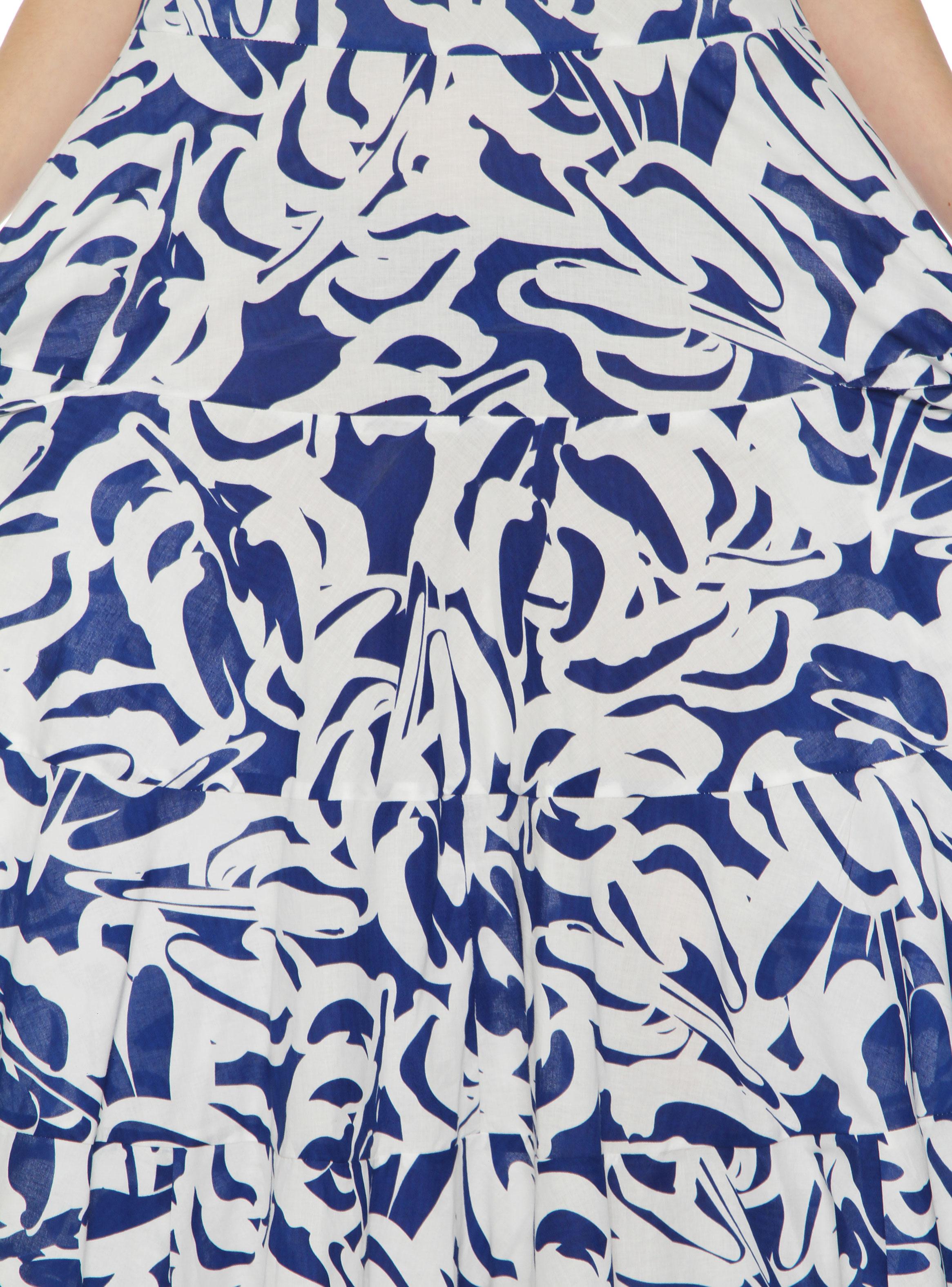 Vestido sin Manga Estampado Escote Redondo con Bolsillo-4