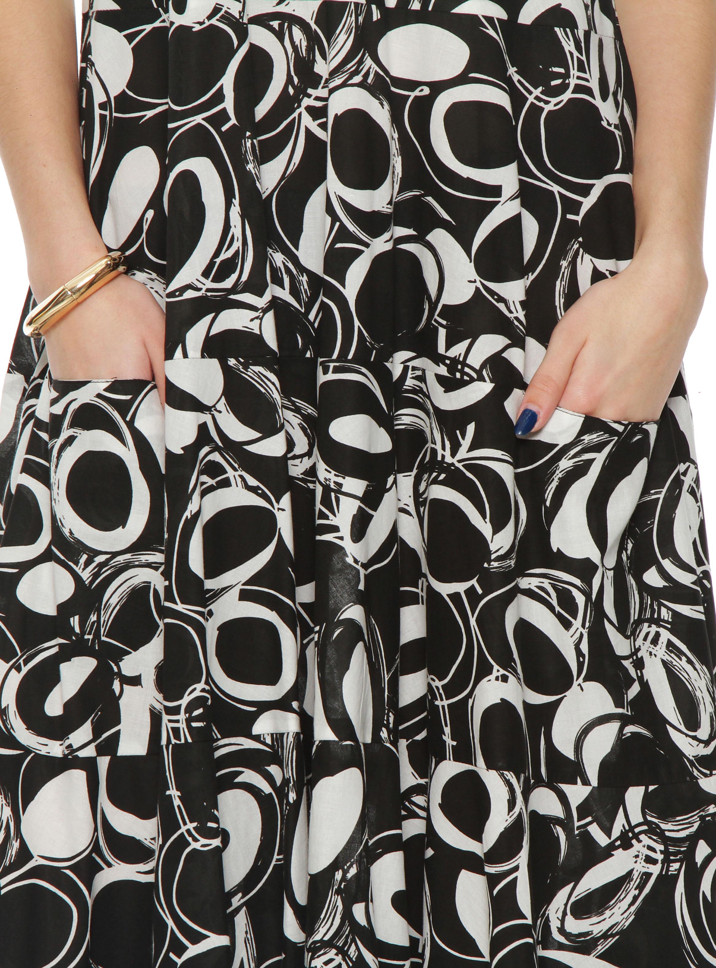 Vestido sin Manga Estampado Escote Redondo-3