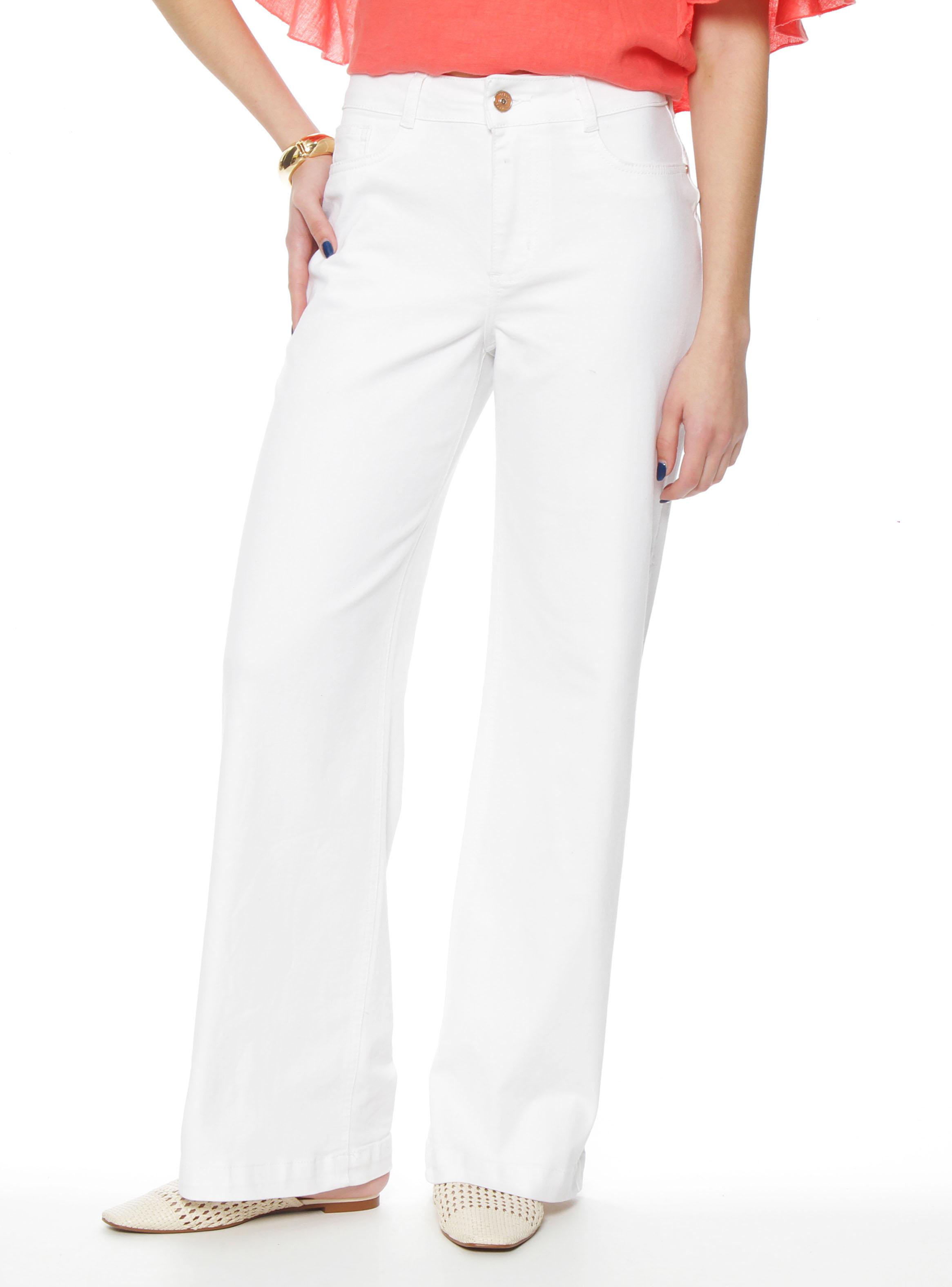 Jeans Wide Leg Tiro Alto Pretina Básica de 1 Botón P34-0