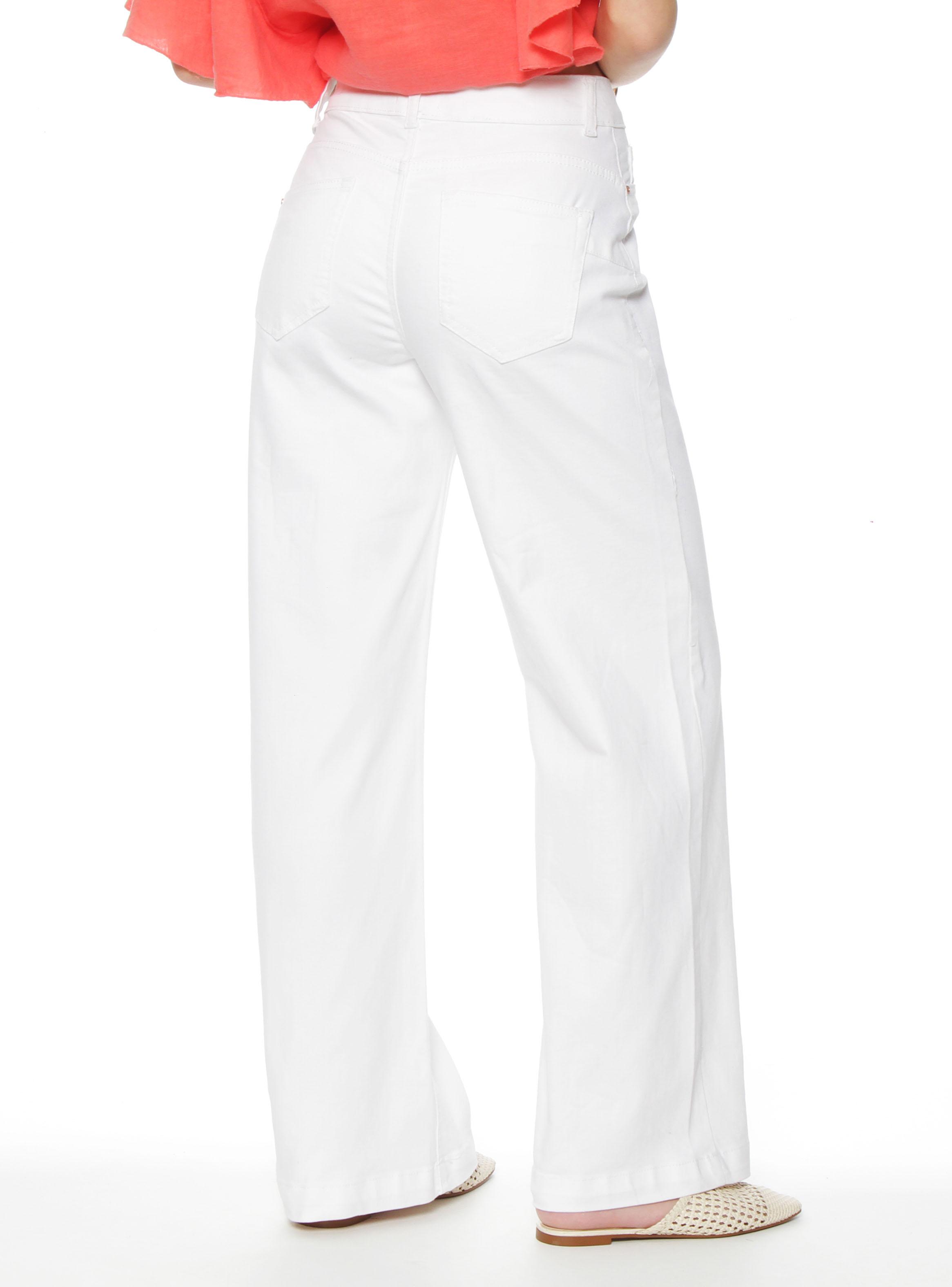 Jeans Wide Leg Tiro Alto Pretina Básica de 1 Botón P34-1