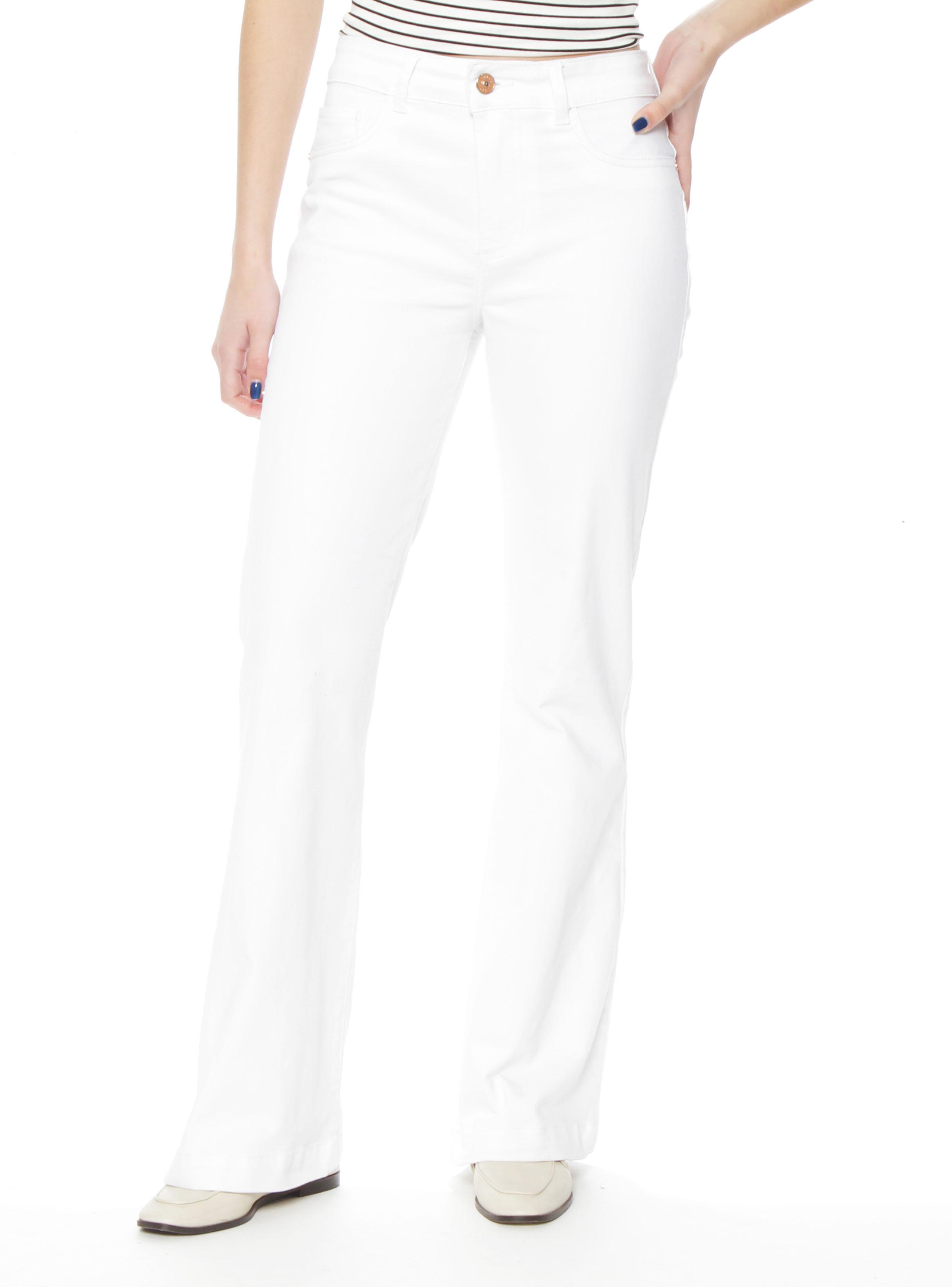 Jeans Flare Tiro Alto Push Up Pretina Básica Botón P34-0