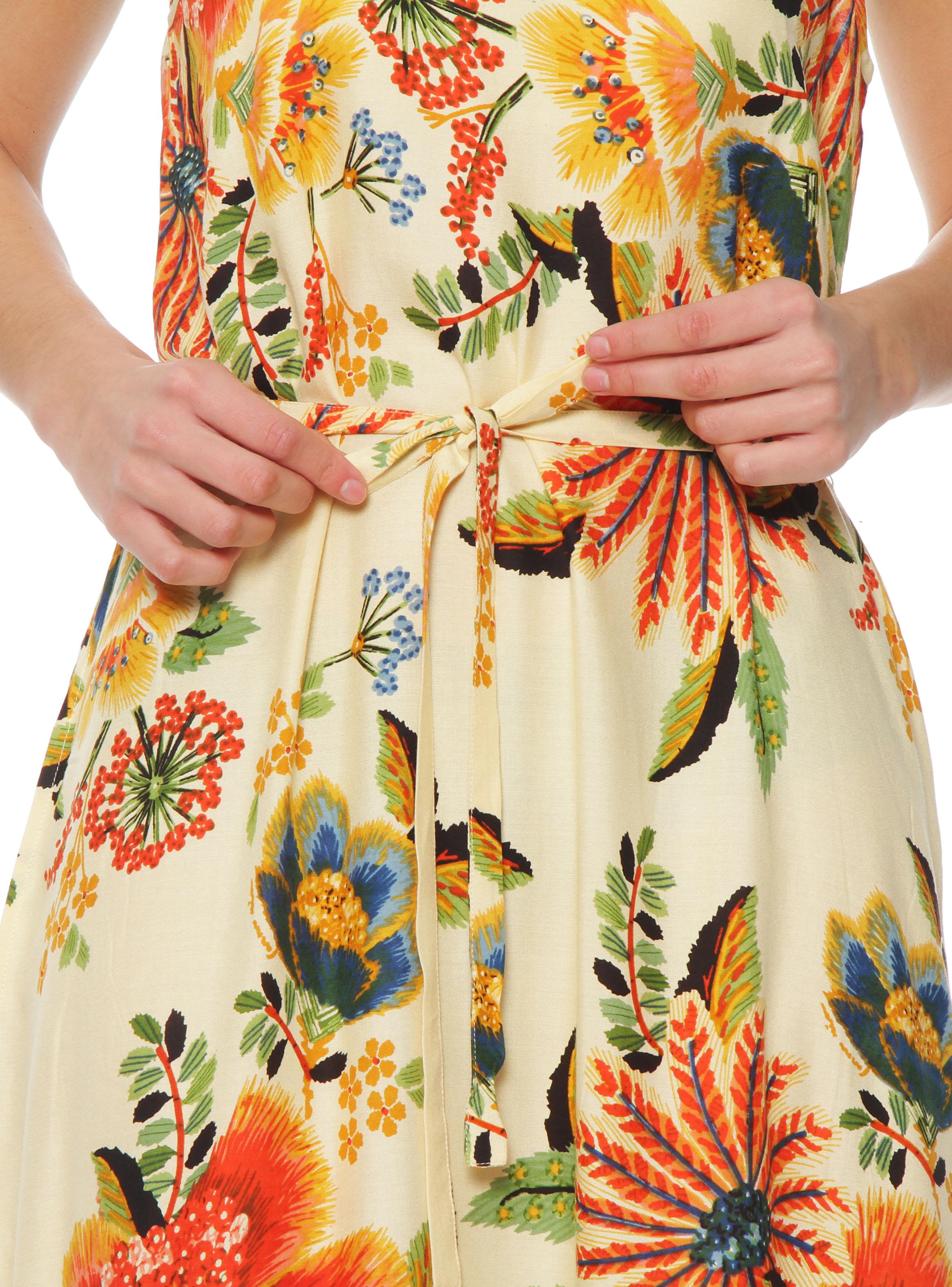 Vestido sin Manga Estampado Escote Redondo-3