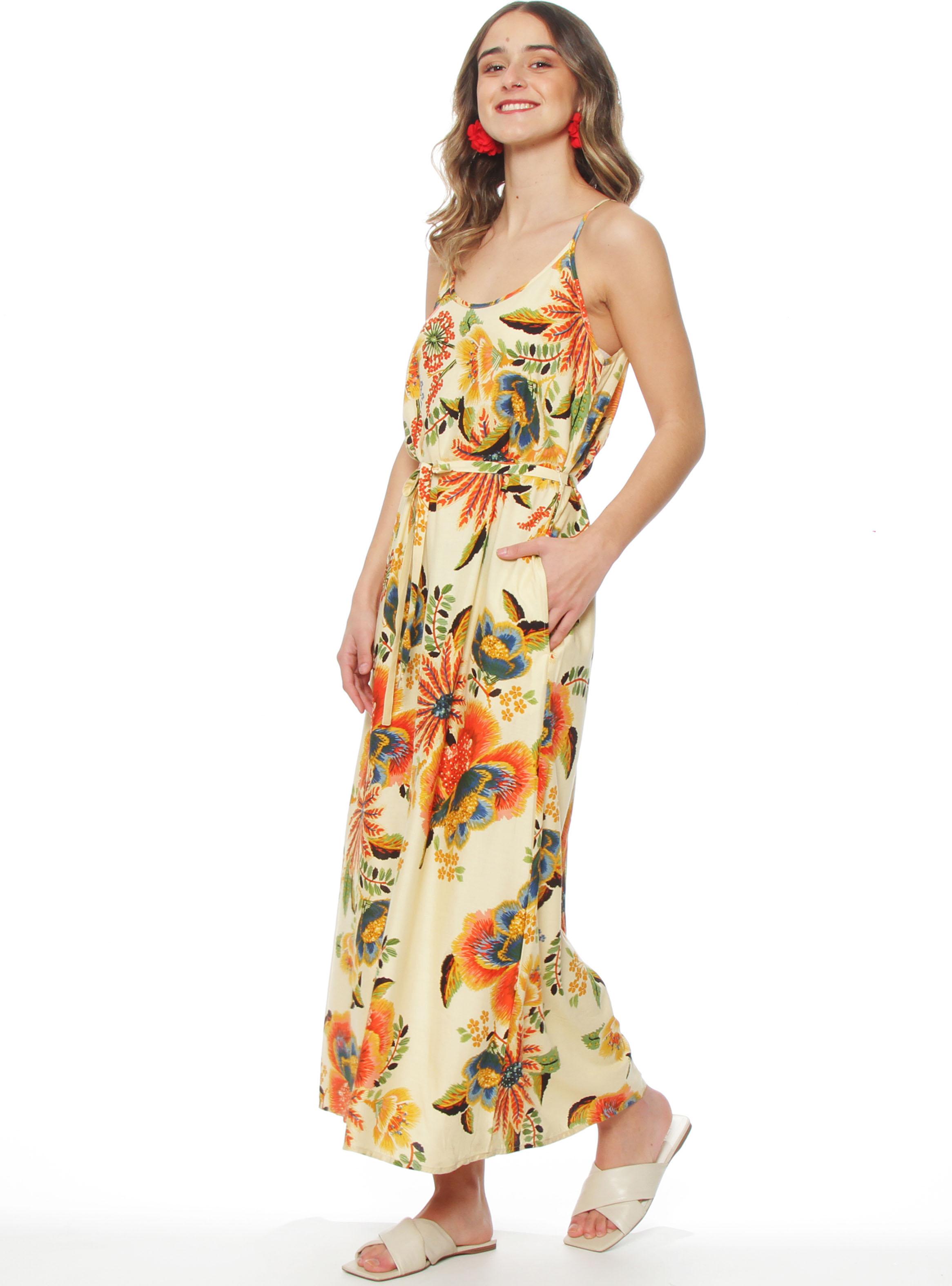 Vestido sin Manga Estampado Escote Redondo-2