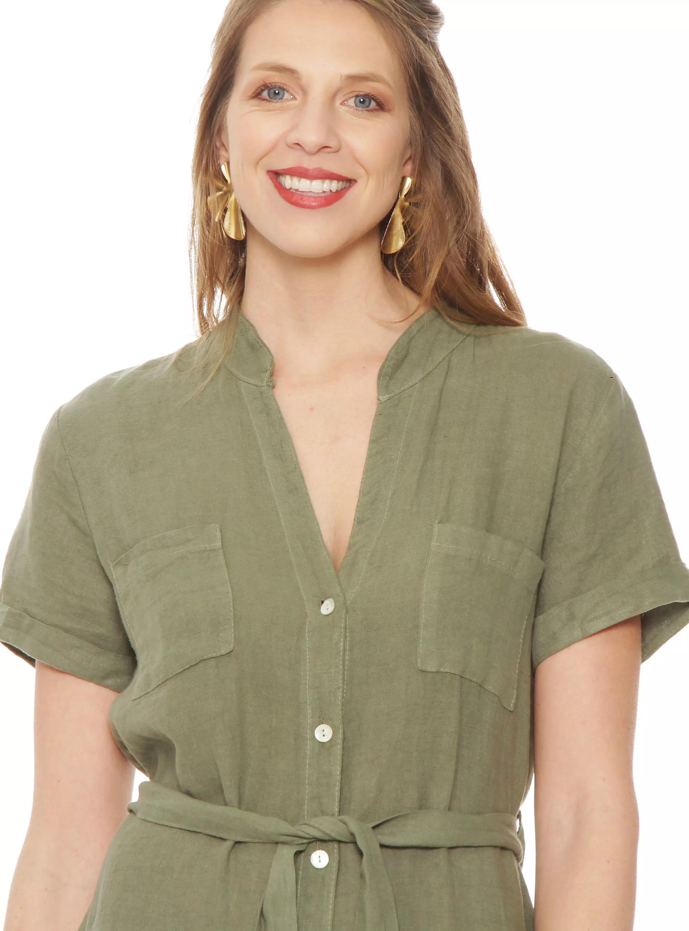Vestido Camisero Abotonado de Lino-2
