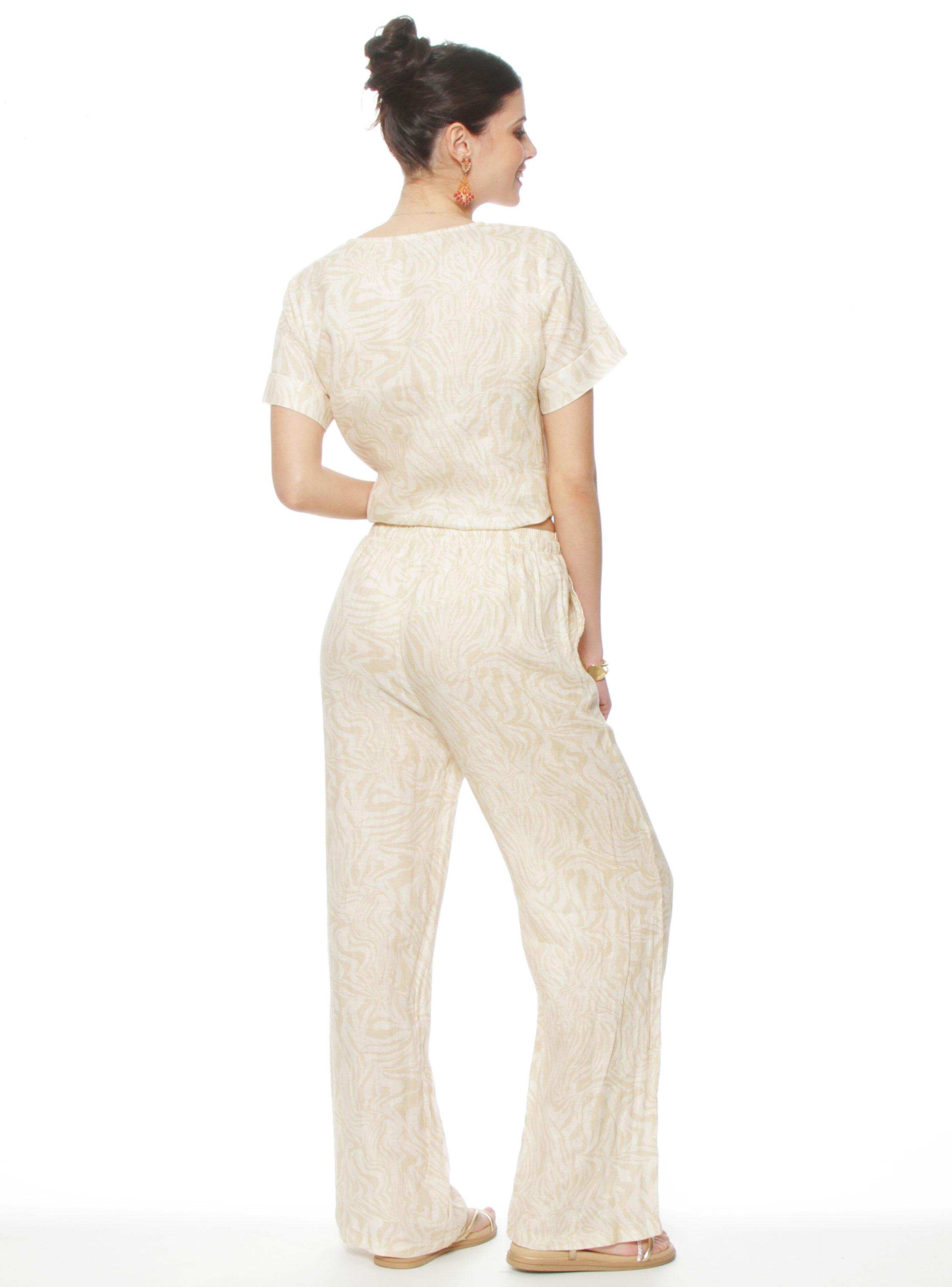 Pantalón Lino Estampado Recto Tiro Alto-4