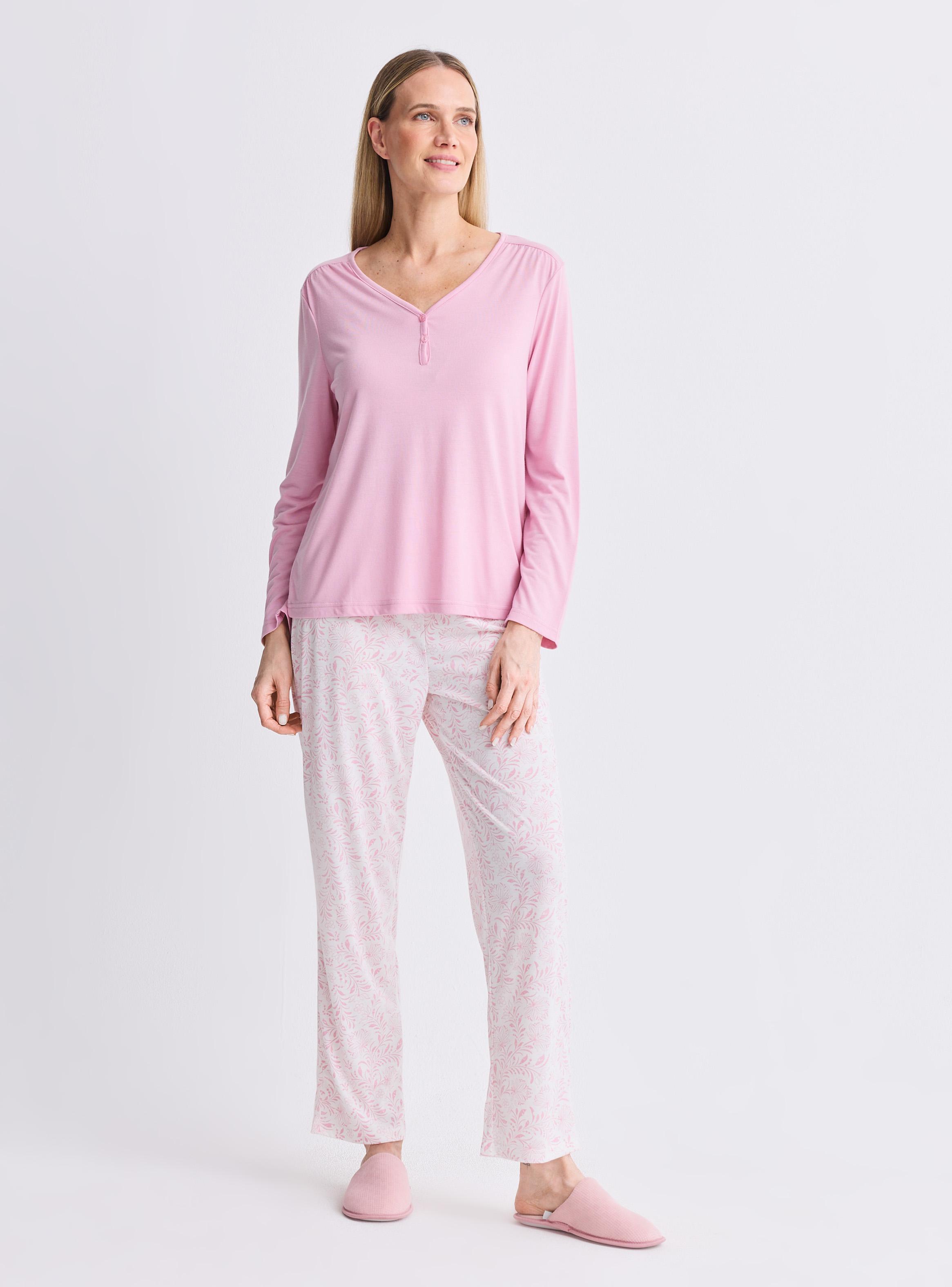 Pijama Polera Lisa Pantalón Estampado-4