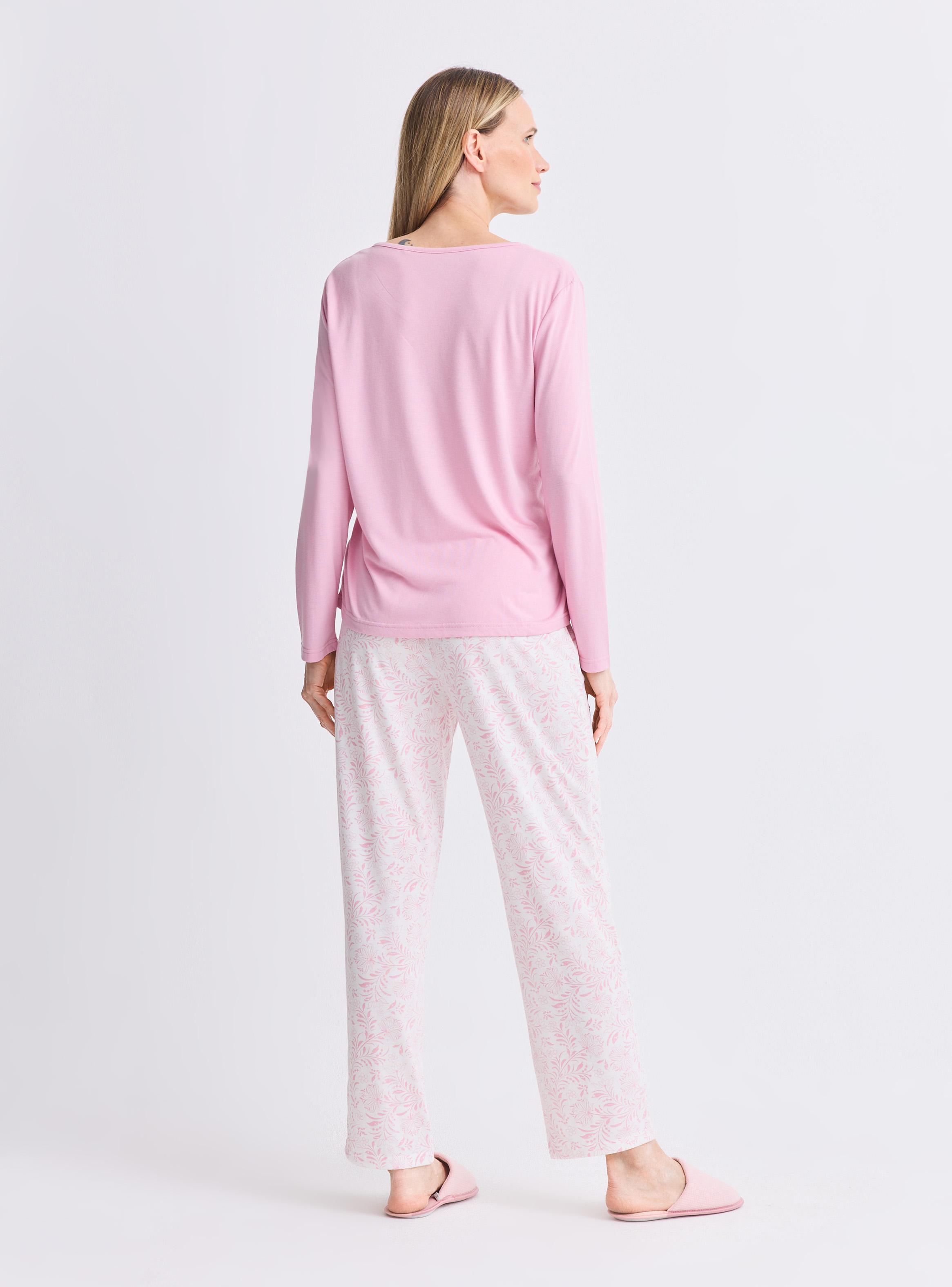 Pijama Polera Lisa Pantalón Estampado-5