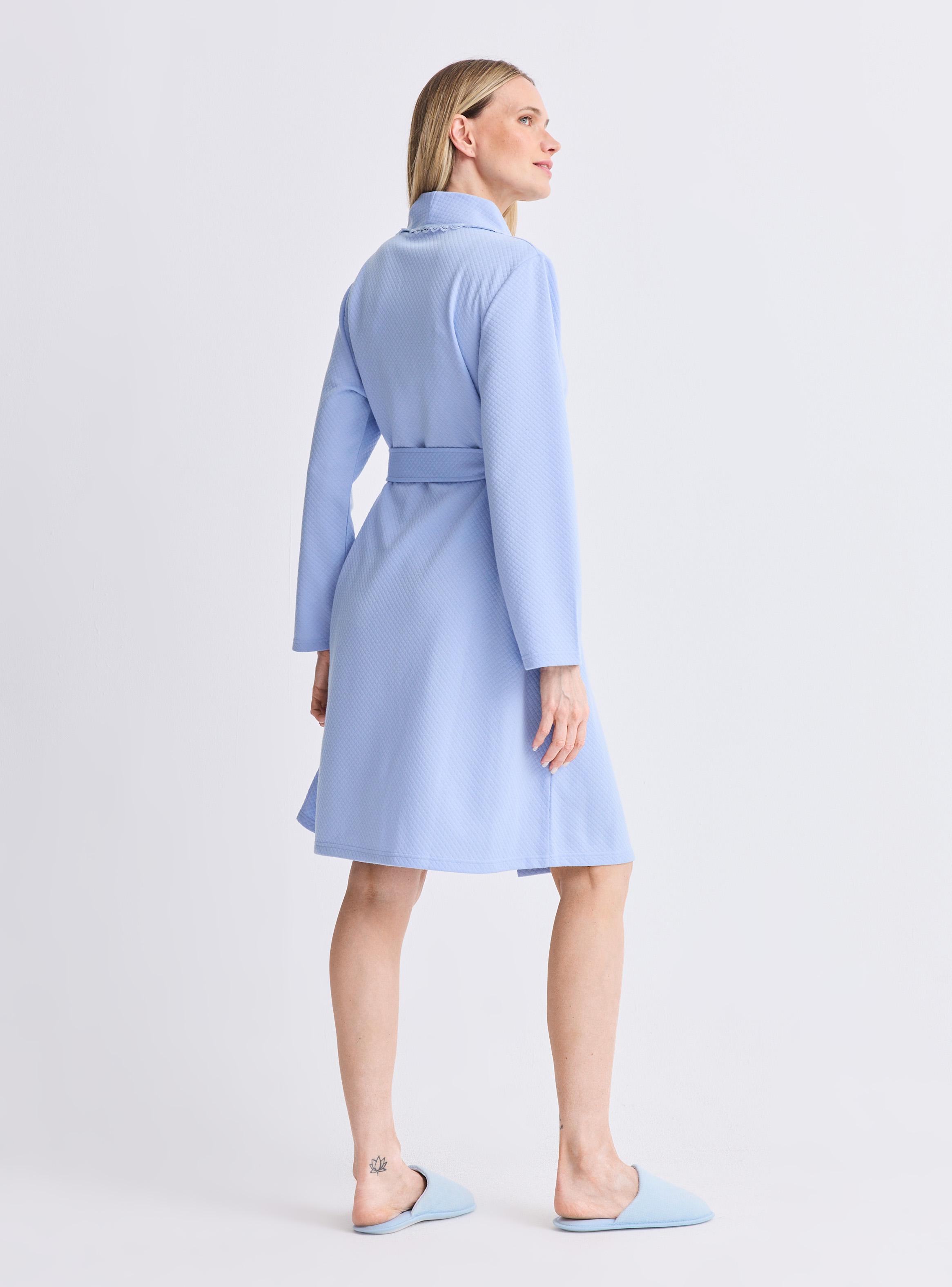 Bata un Color Cuello Bordado-5