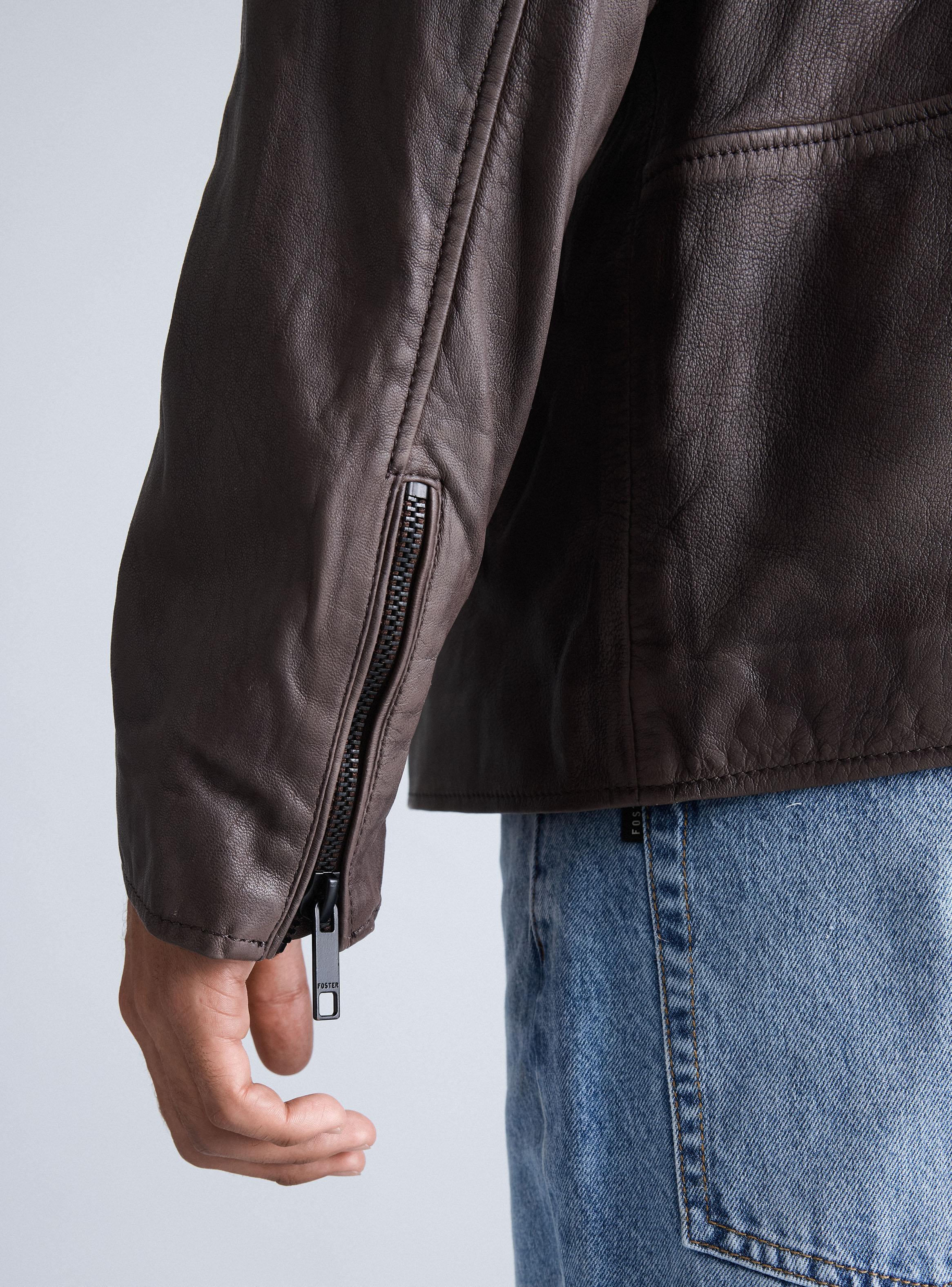 Chaqueta Cuero Clásico Cuello-3