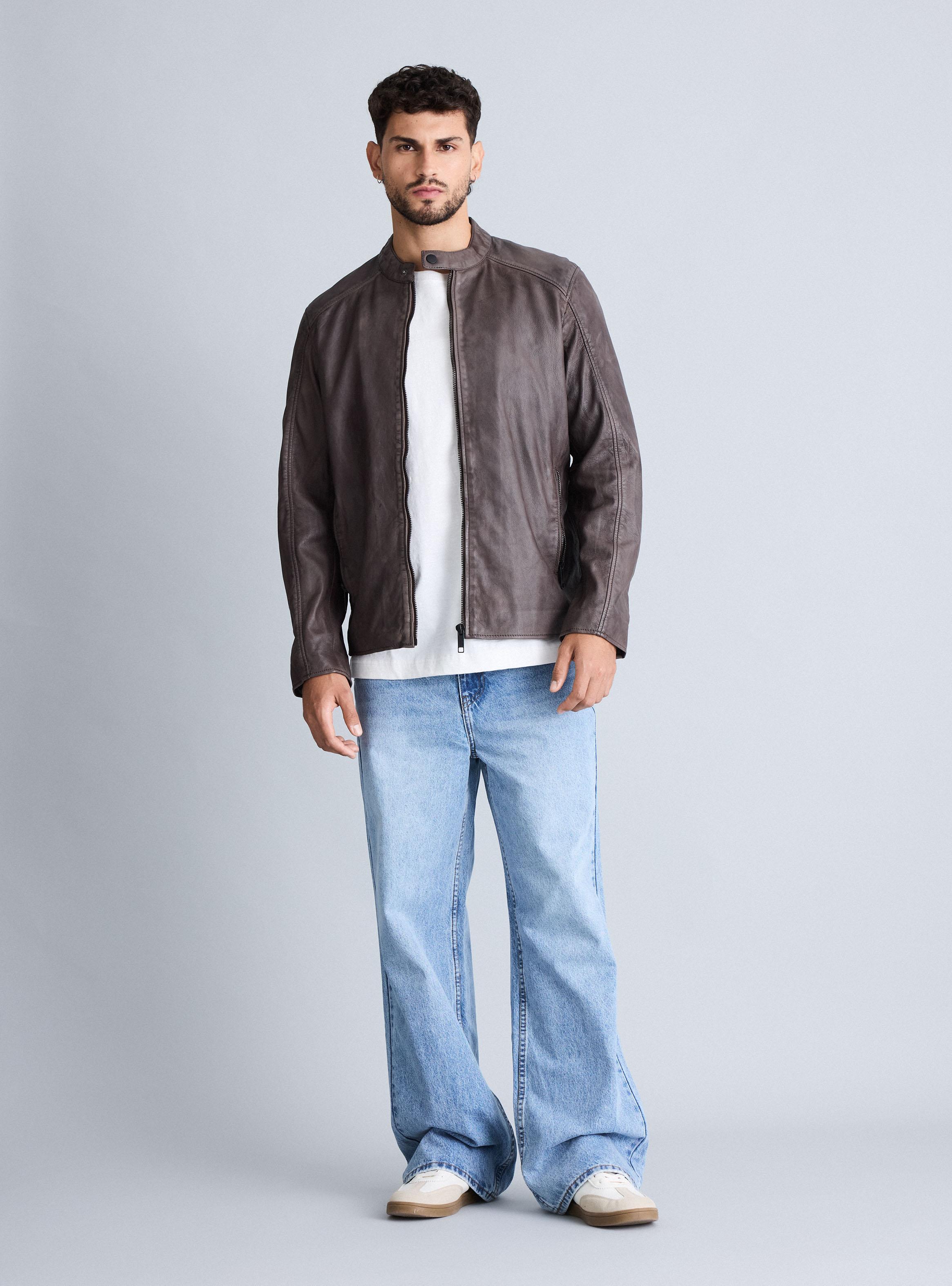 Chaqueta Cuero Clásico Cuello-4