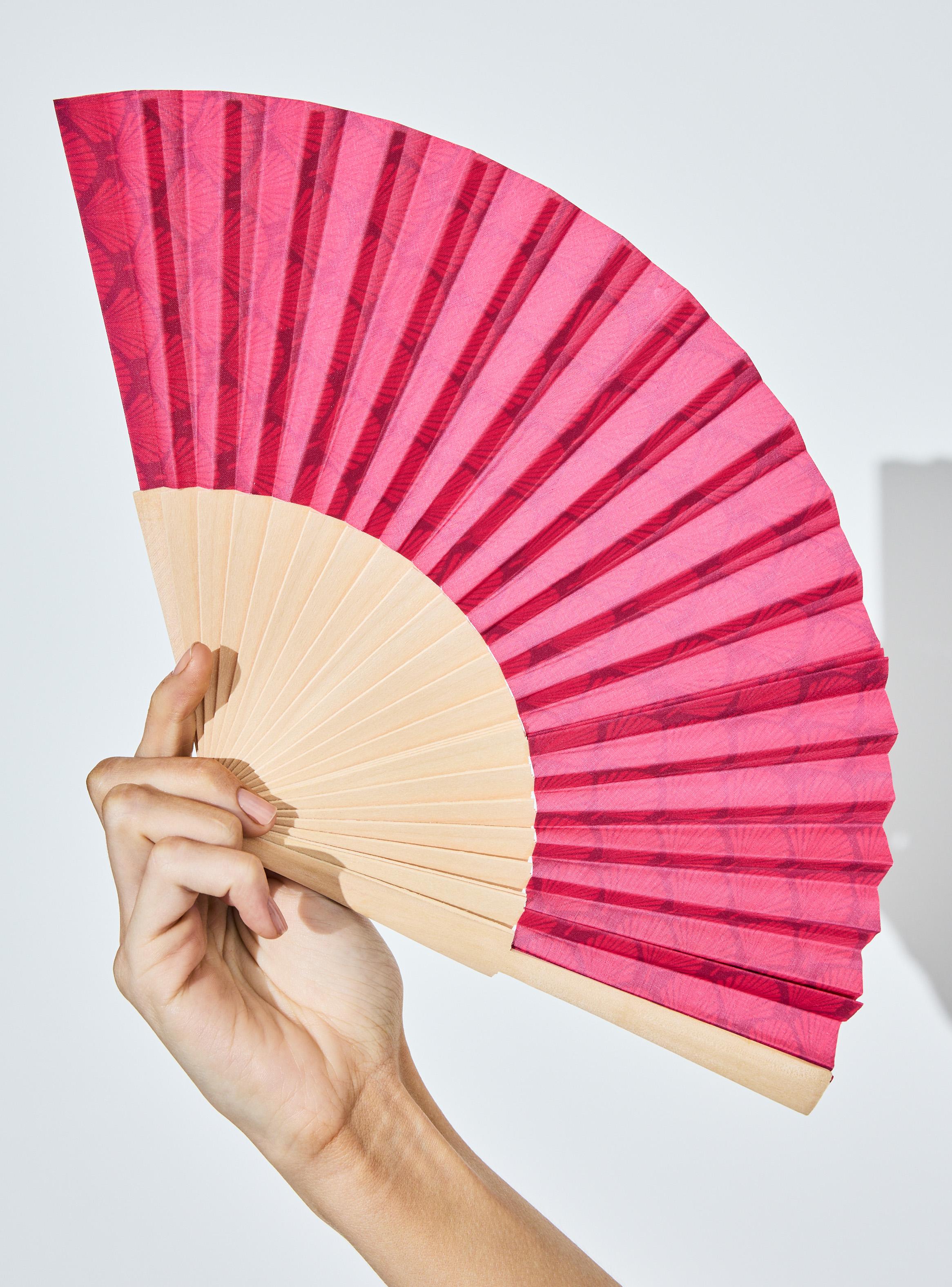 Abanico Estampado Papel y Madera-3