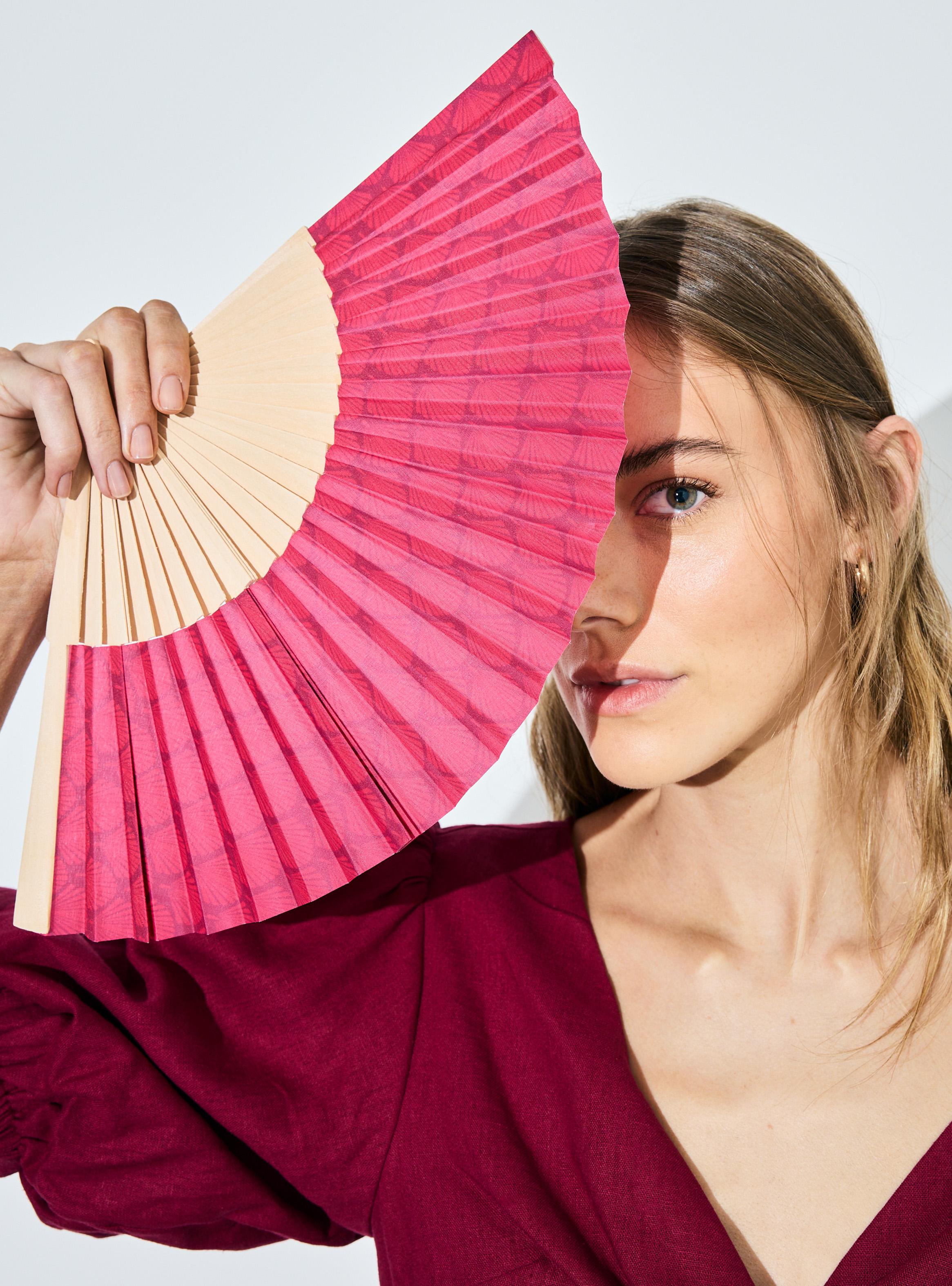 Abanico Estampado Papel y Madera-4