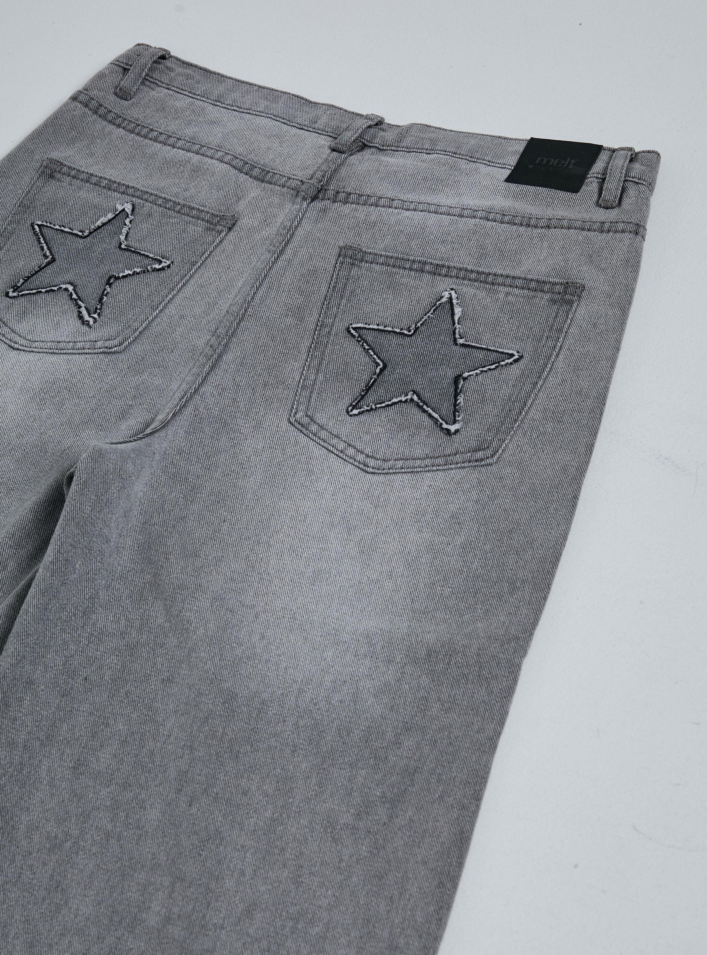 Jeans Parche Estrella en Bolsillo Trasero-2