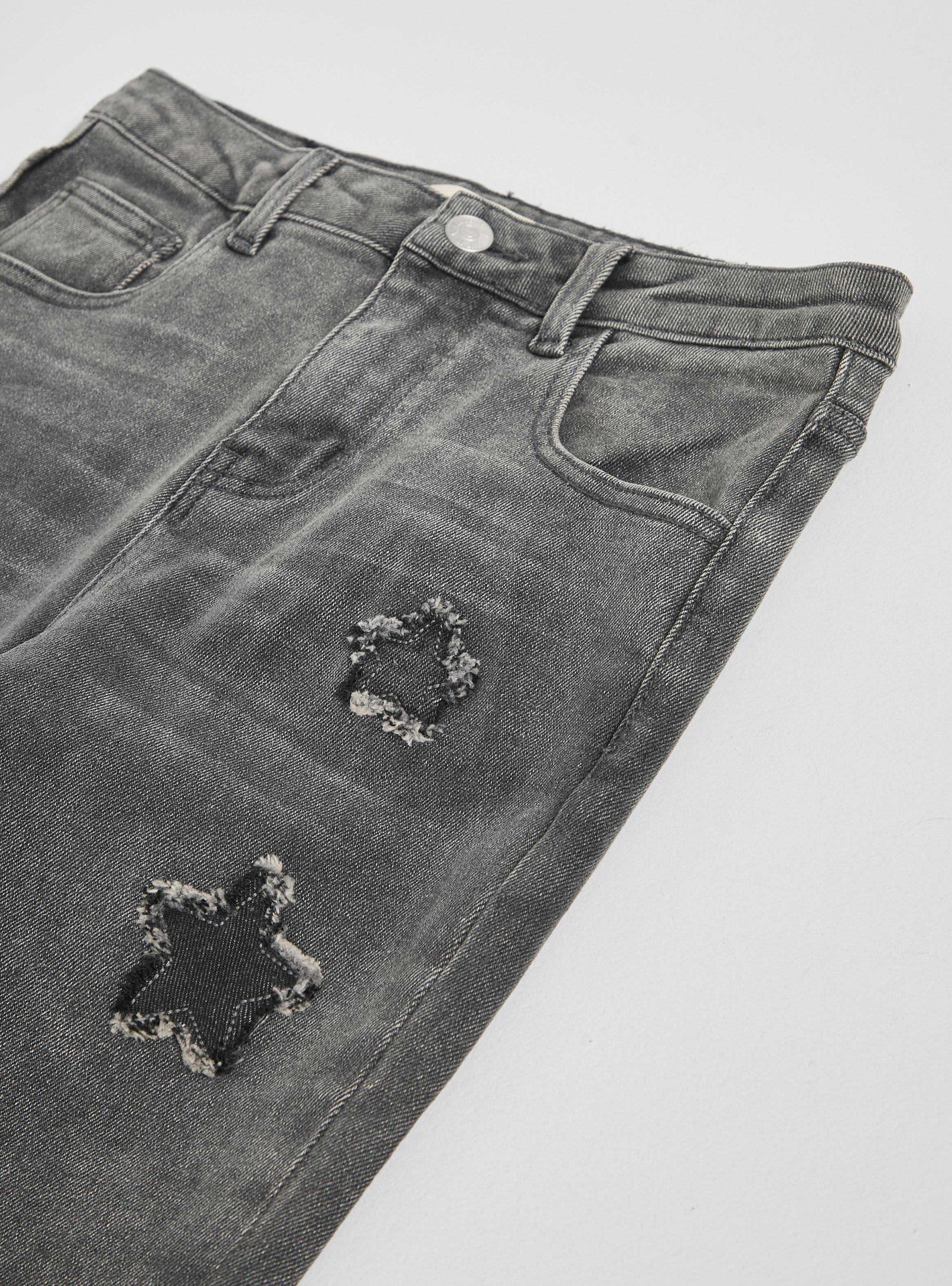 Jeans Parches Estrellas Desflecadas-3