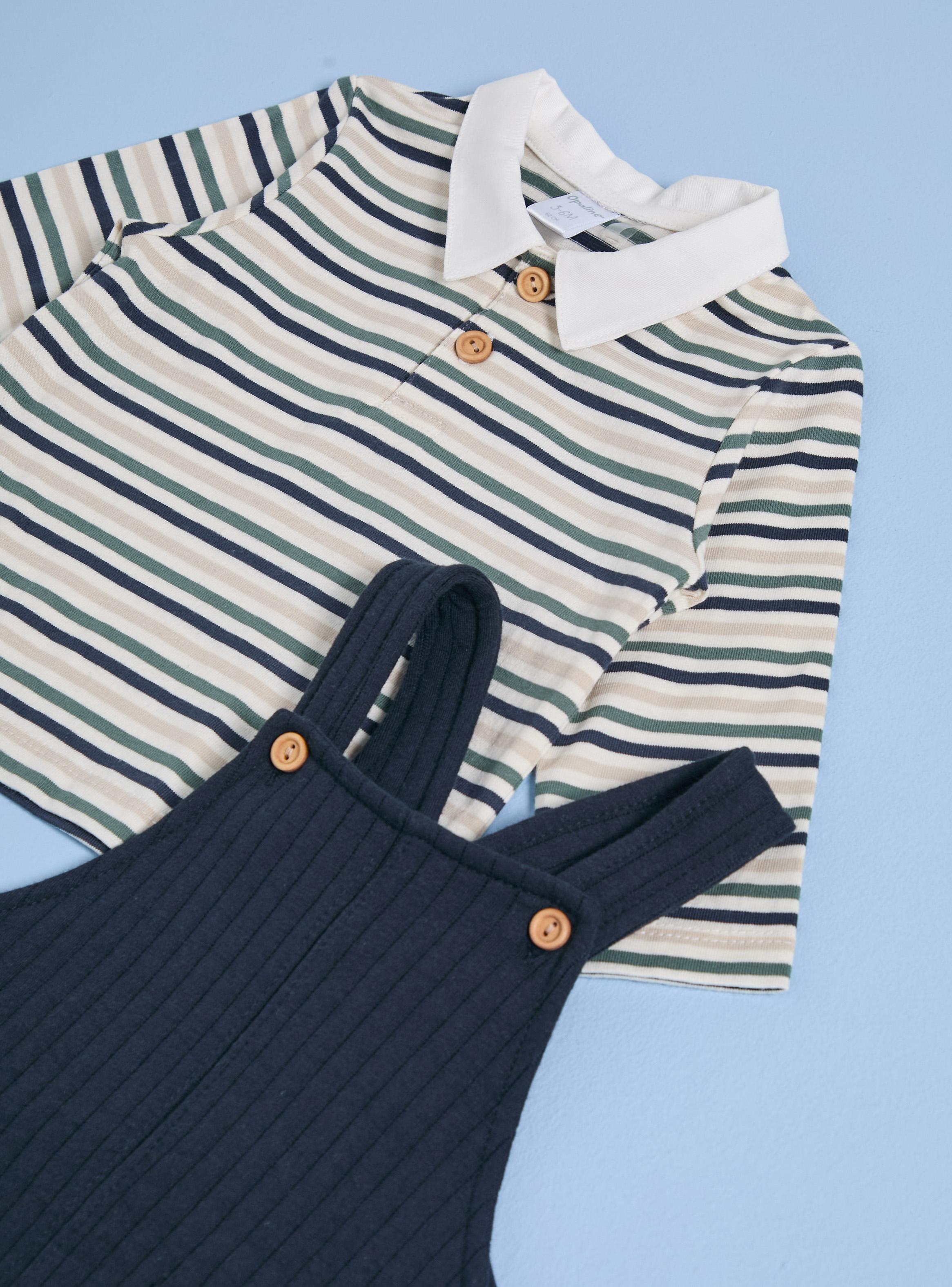 Conjunto Jardinera con Polera Rayas-3