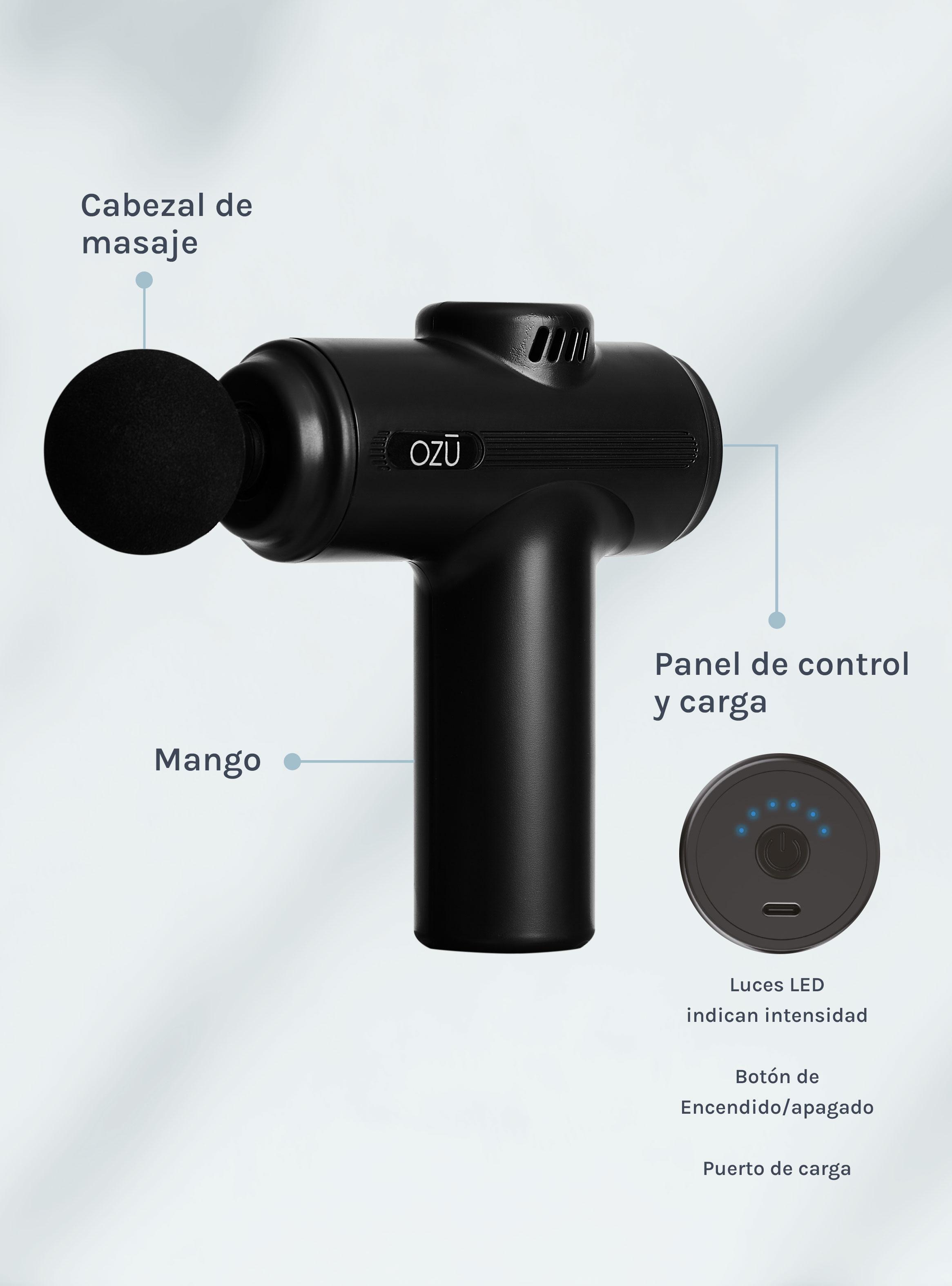 Pistola de Masaje Recargable 6 Velocidades Negro-3
