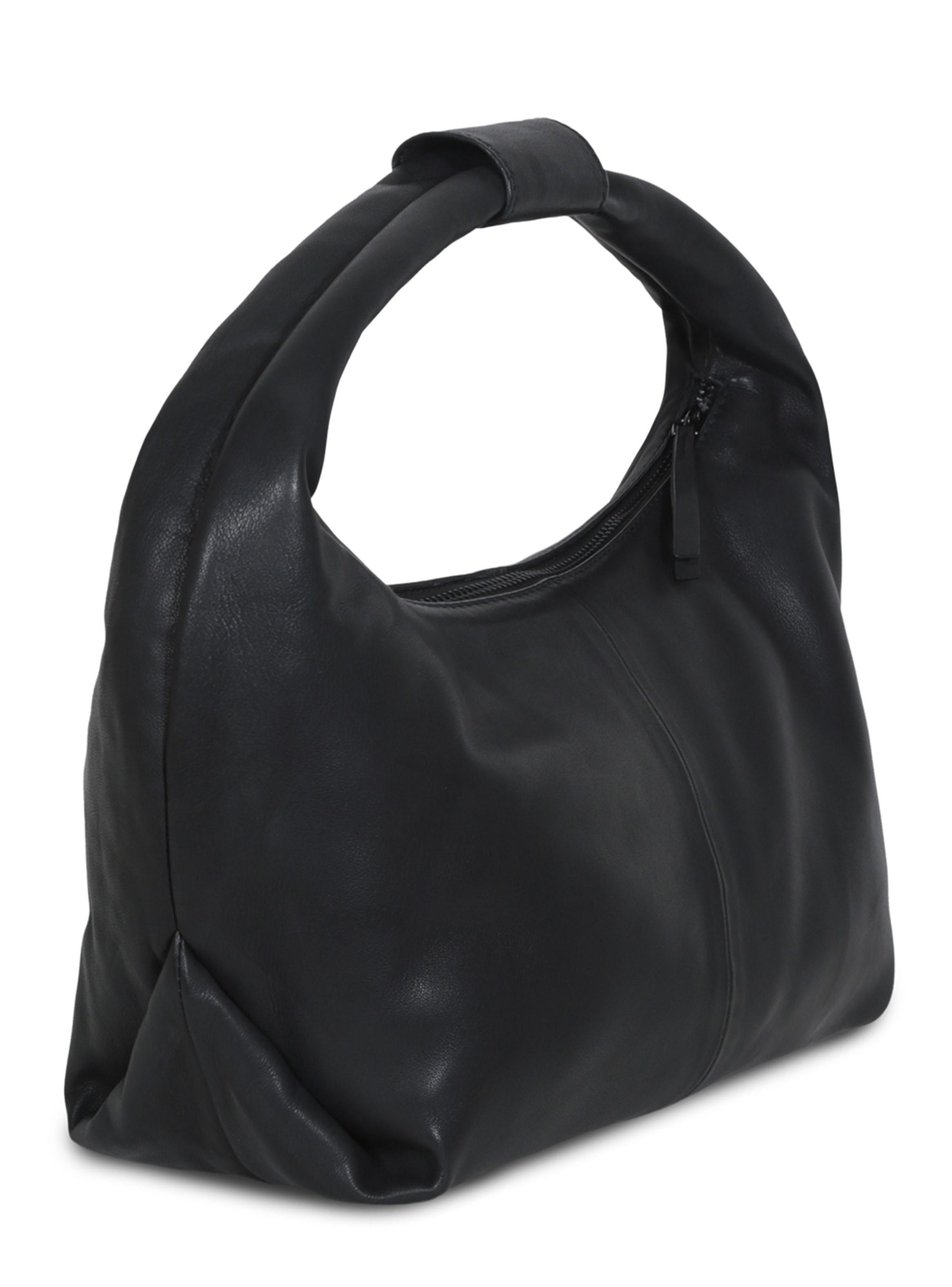 Cartera Round Hobo Black Leather Bag-2