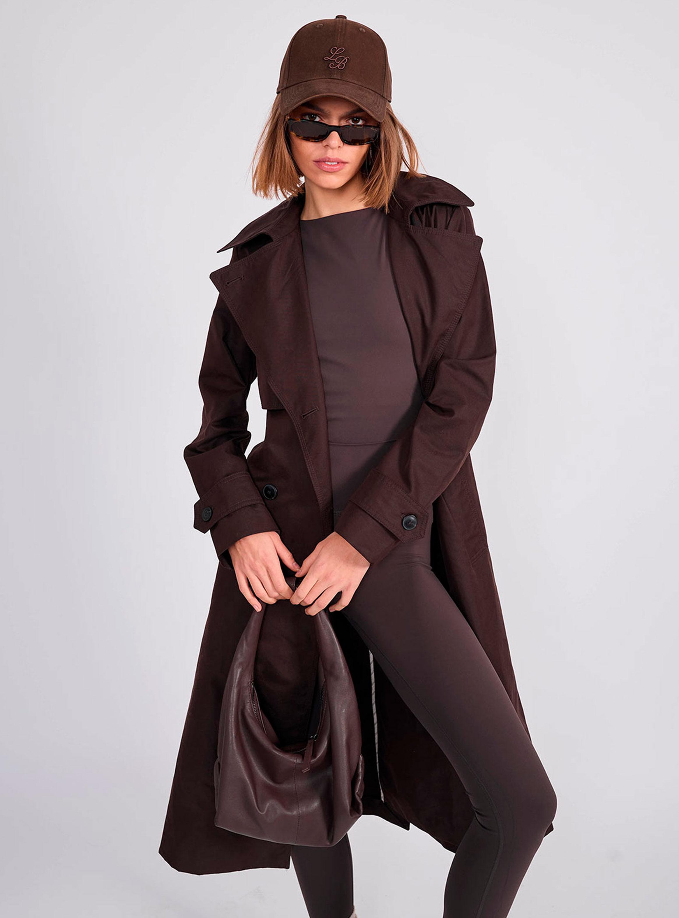 Cartera Round Hobo Coffee Leather Bag-3