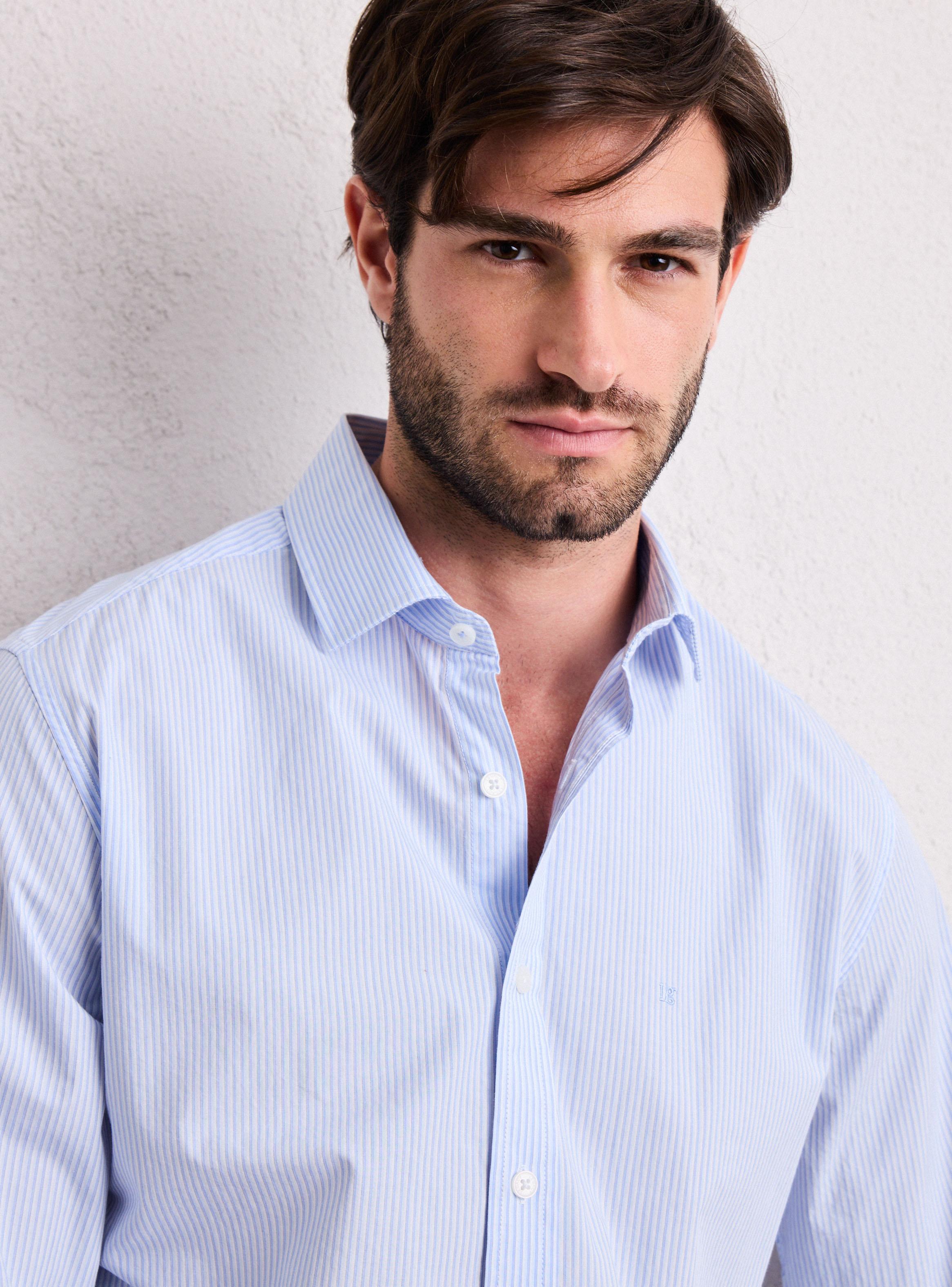 Camisa Algodón Líneas Bicolor Manga Larga-2