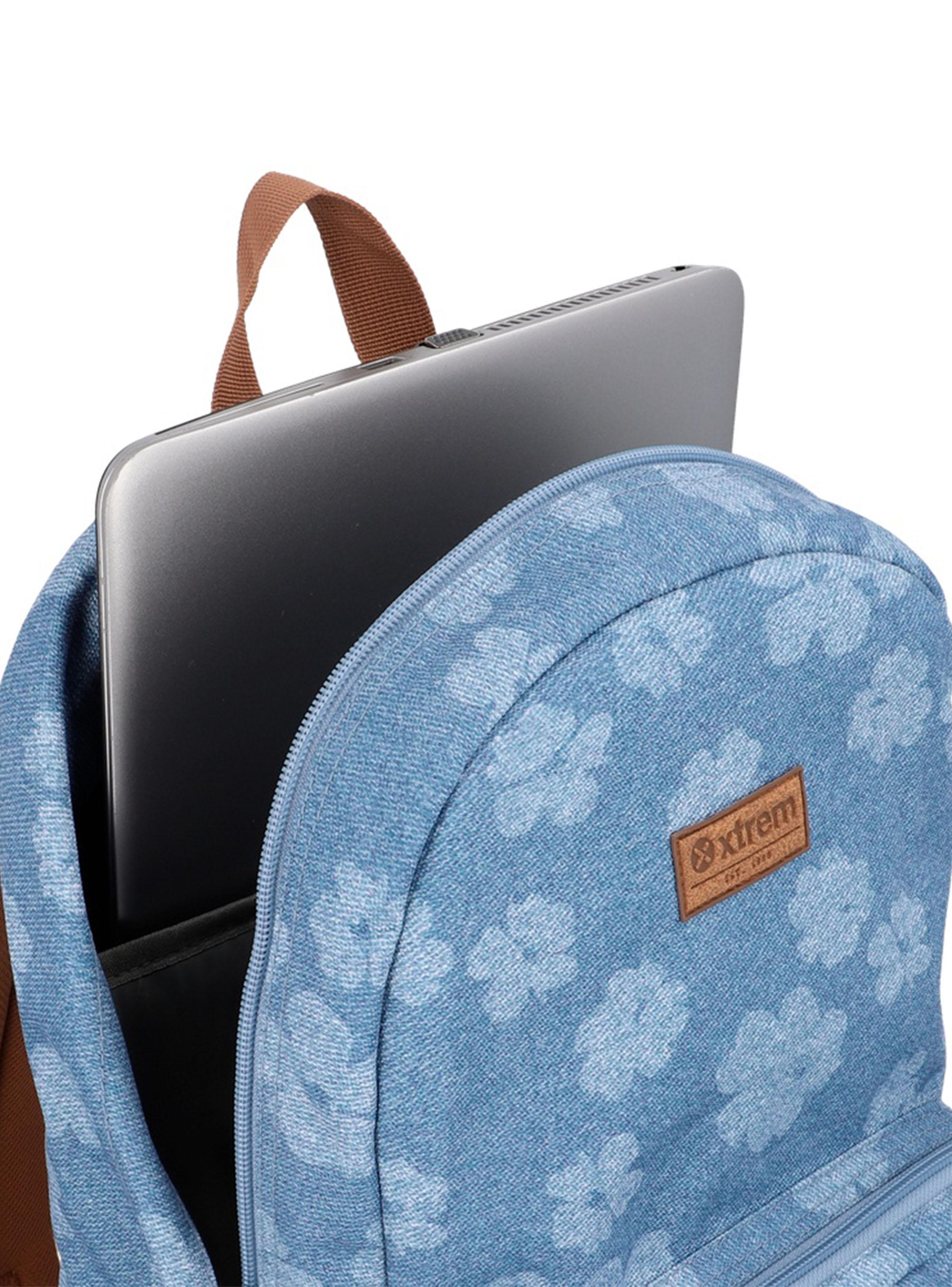 Mochila Notebook 15' Pop Denim Flores Azul-4