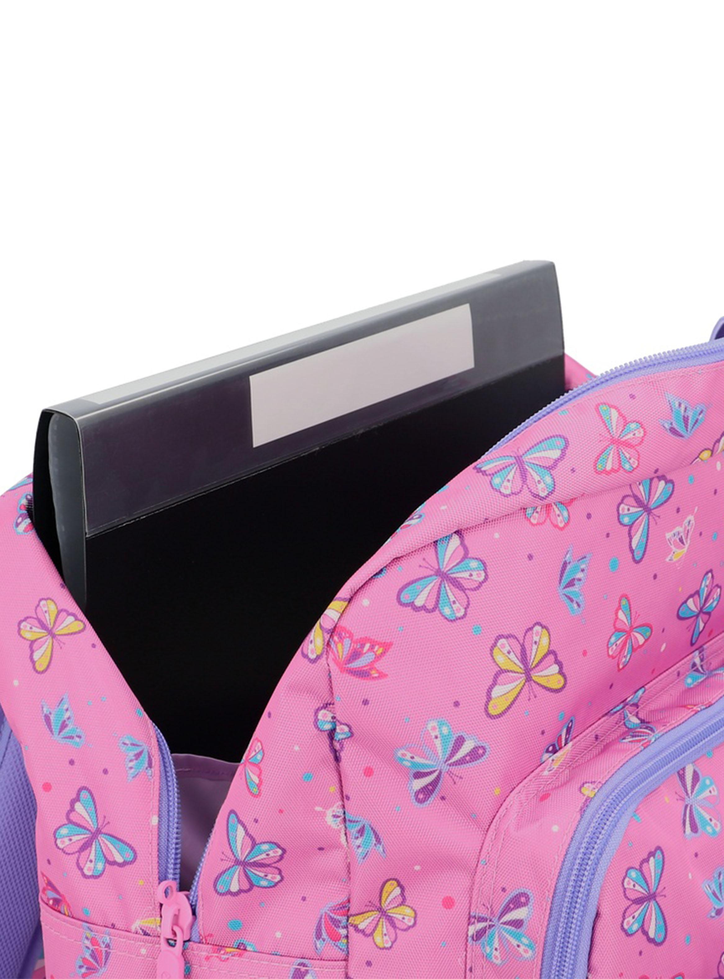 Mochila Escolar Harvey Mariposas Rosado-4