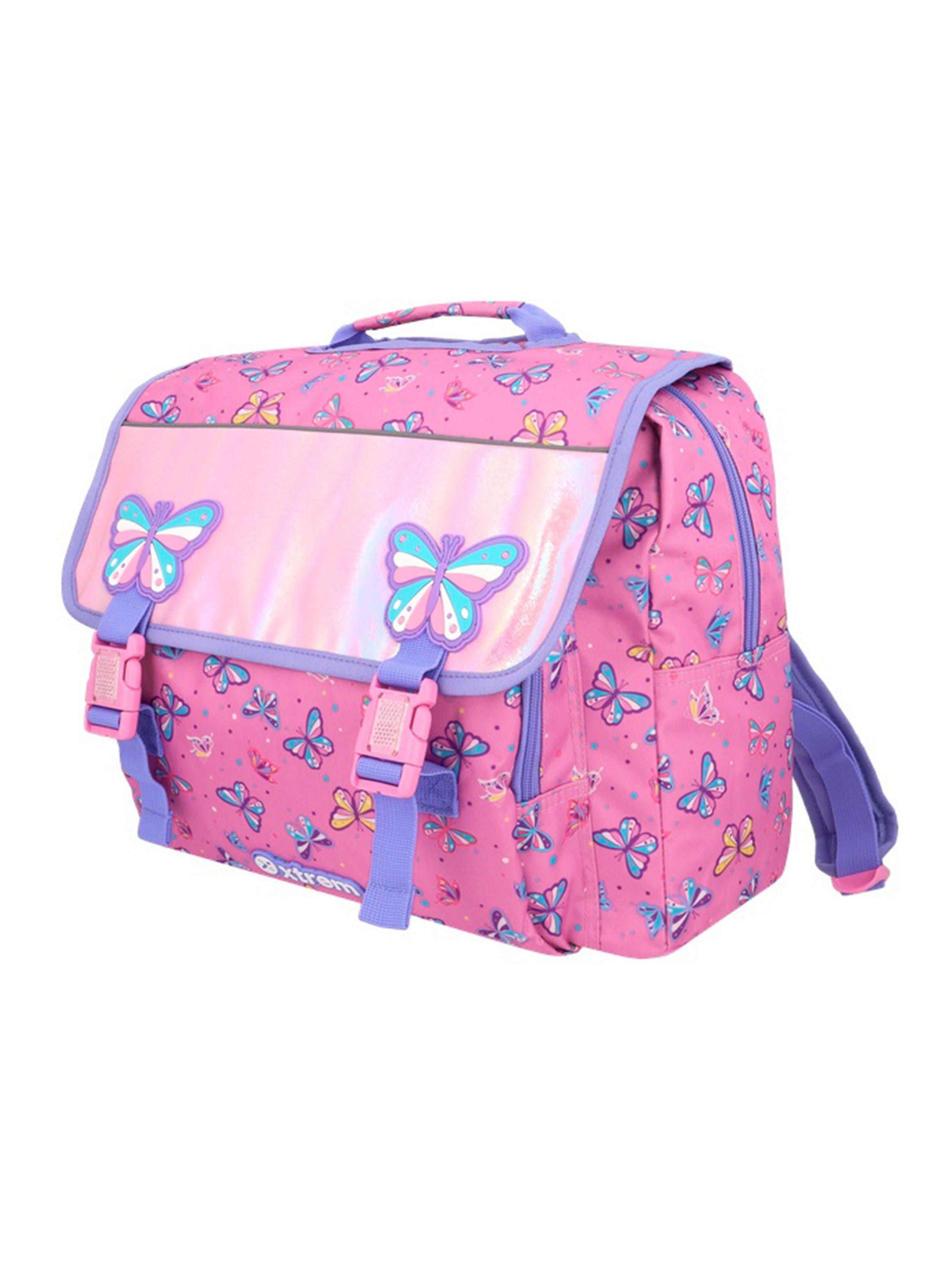 Mochila Escolar Harvey Mariposas Rosado-2