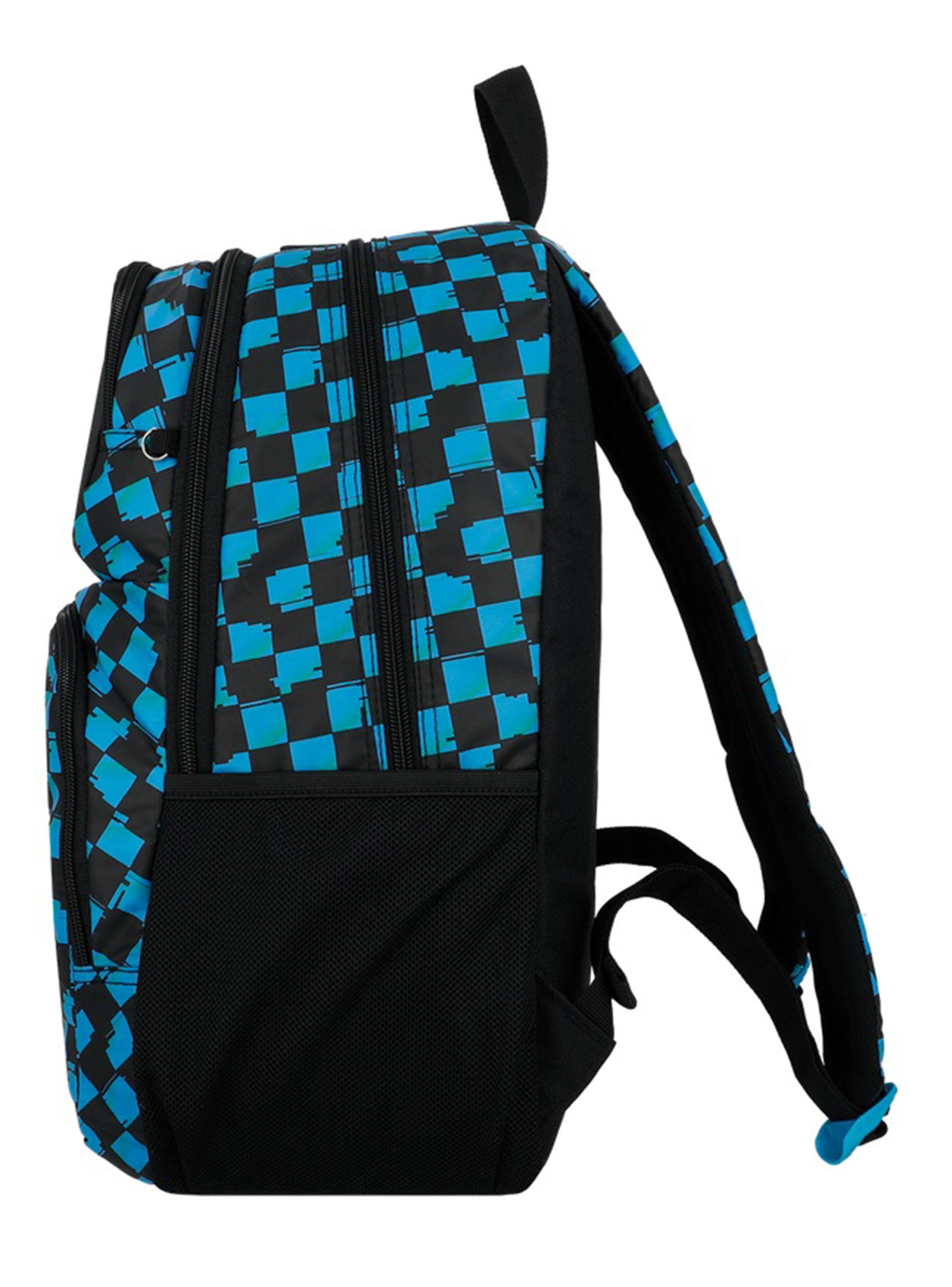 Mochila Escolar Hopper Ajedrez Azul-3