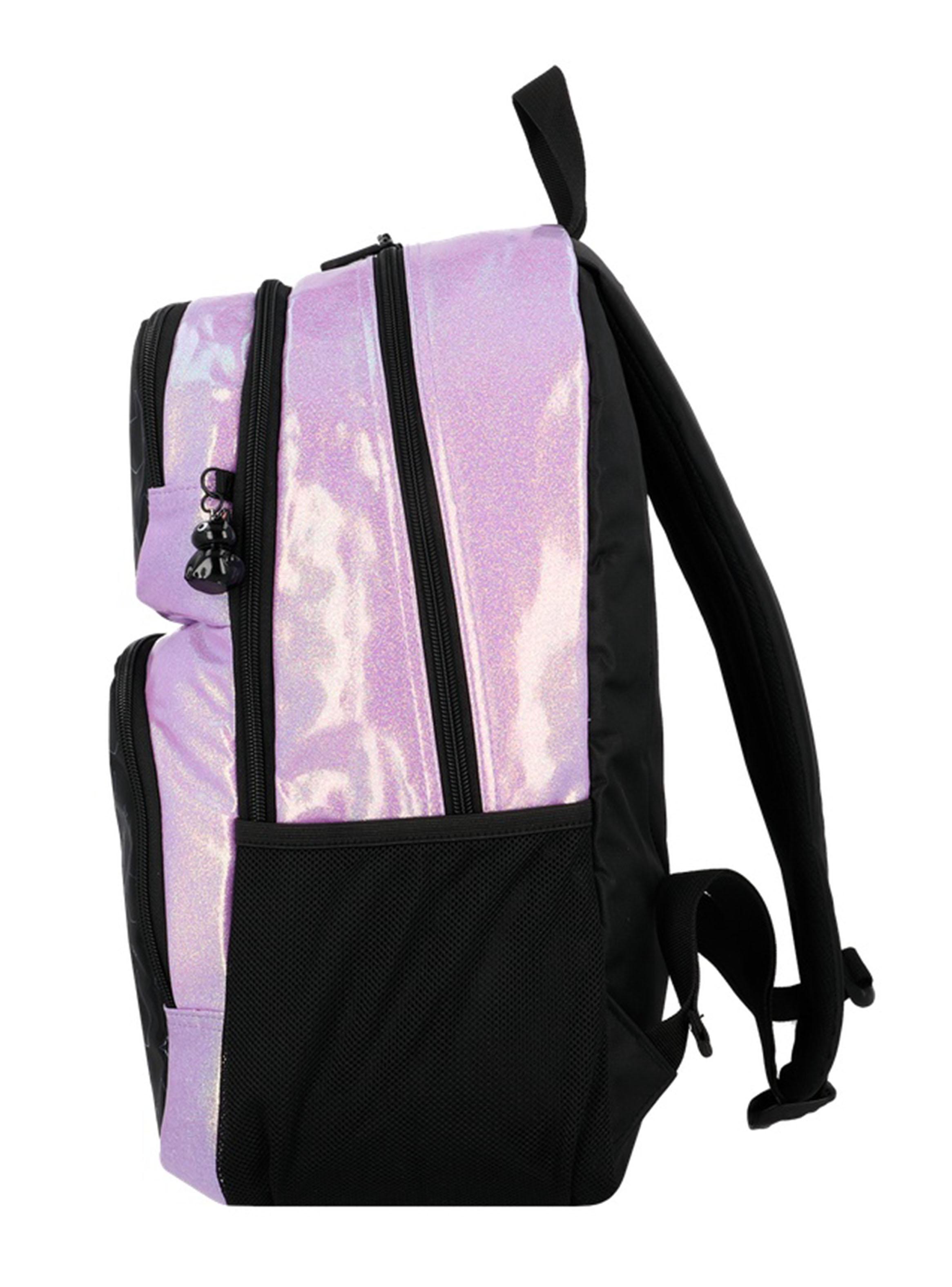 Mochila Escolar Hopper Negro y Lila-3