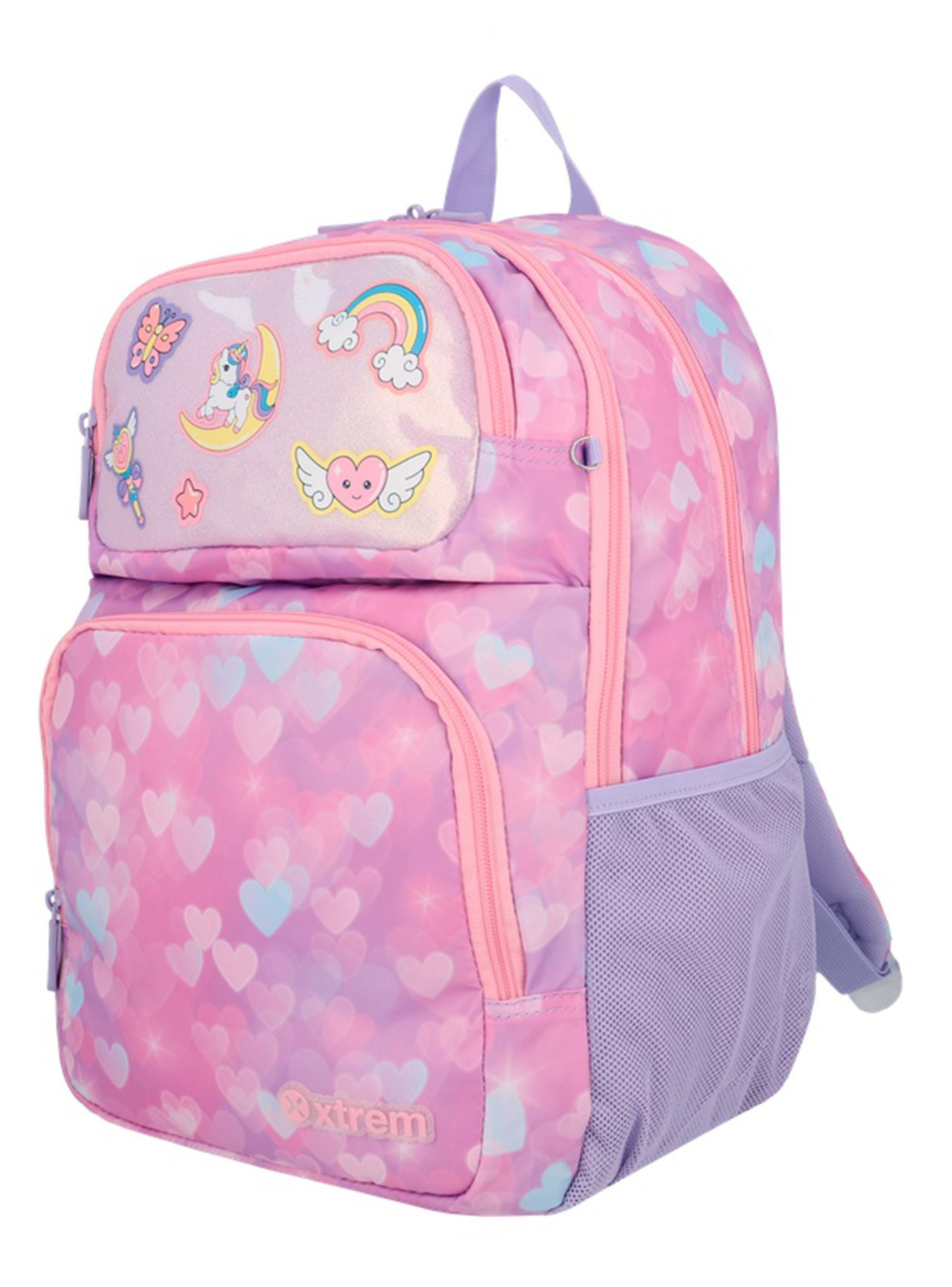 Mochila Escolar Hopper Corazones Rosado-2